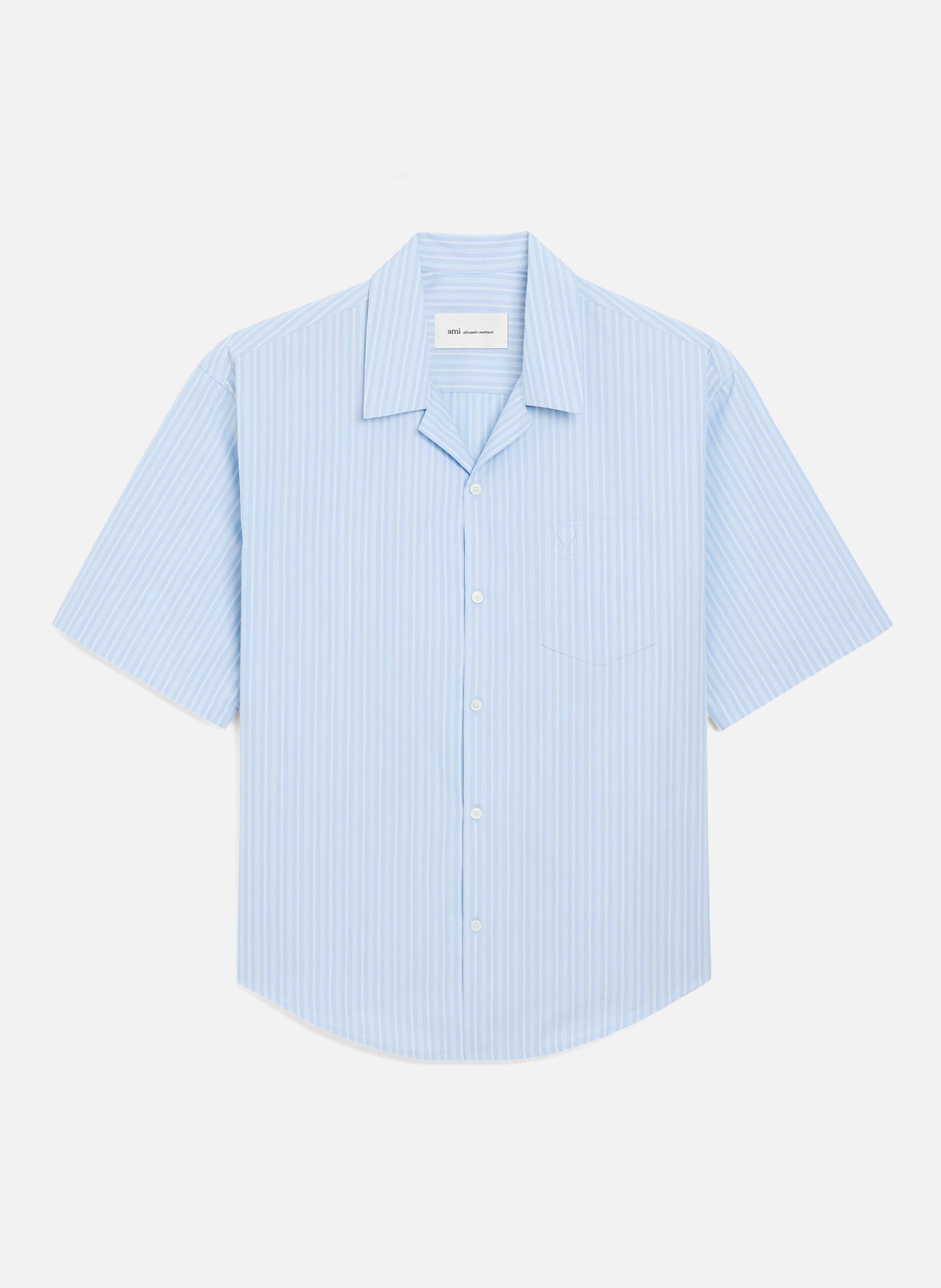 Chemise boxy manches courtes ami de coeur en coton AMI PARIS Bleu