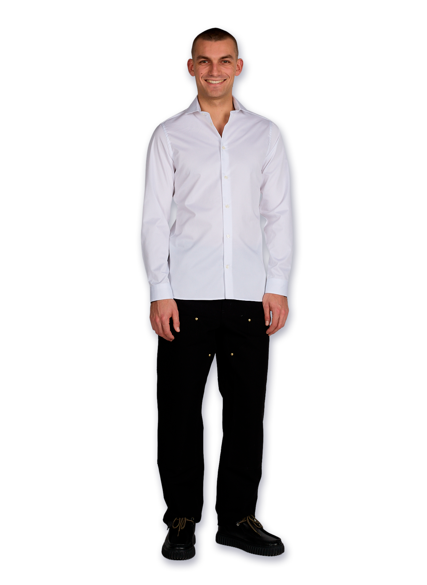 Fitted plain cotton shirt AU PRINTEMPS PARIS White