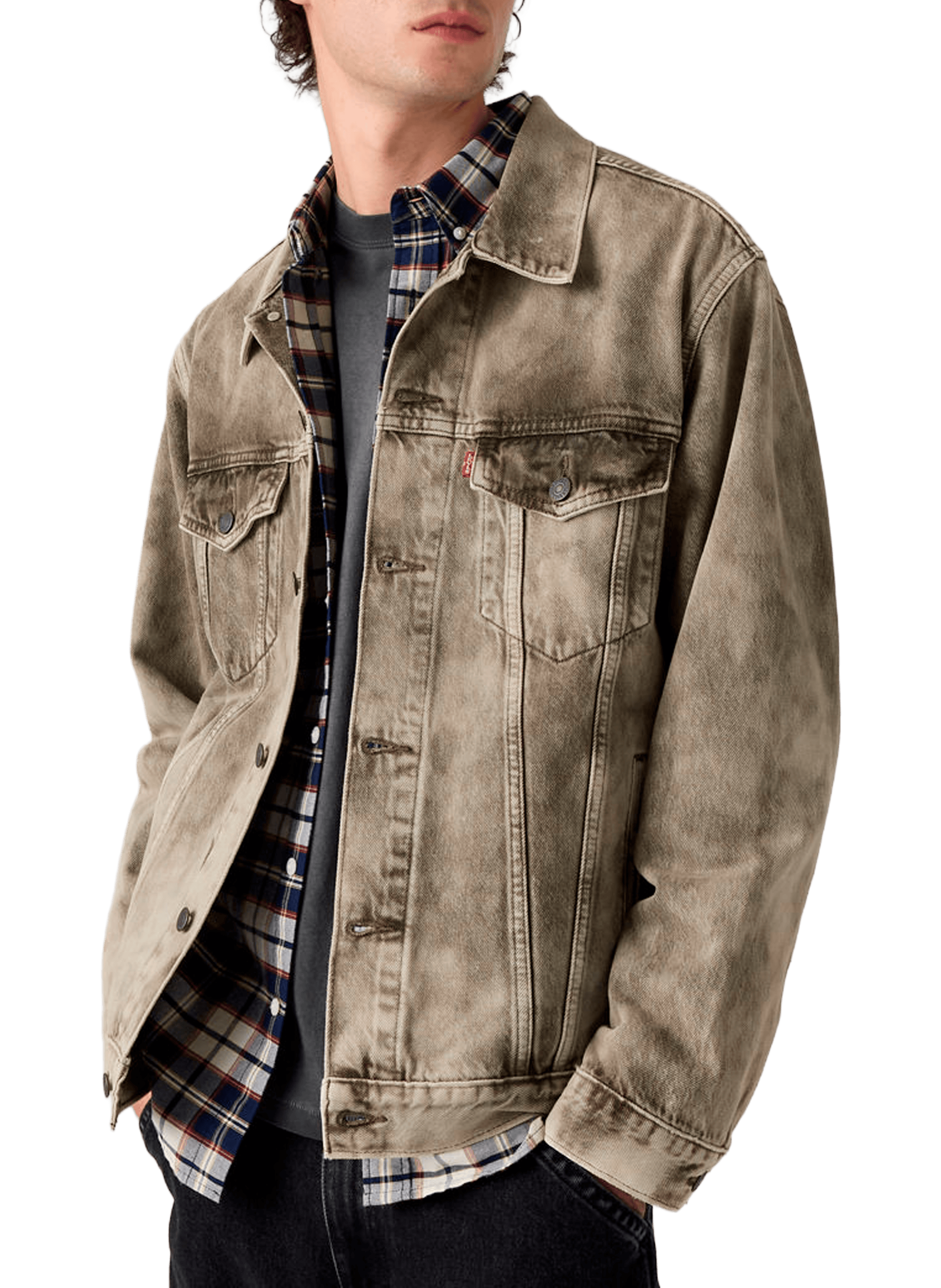 Veste Trucker délavée en coton LEVI'S Marron