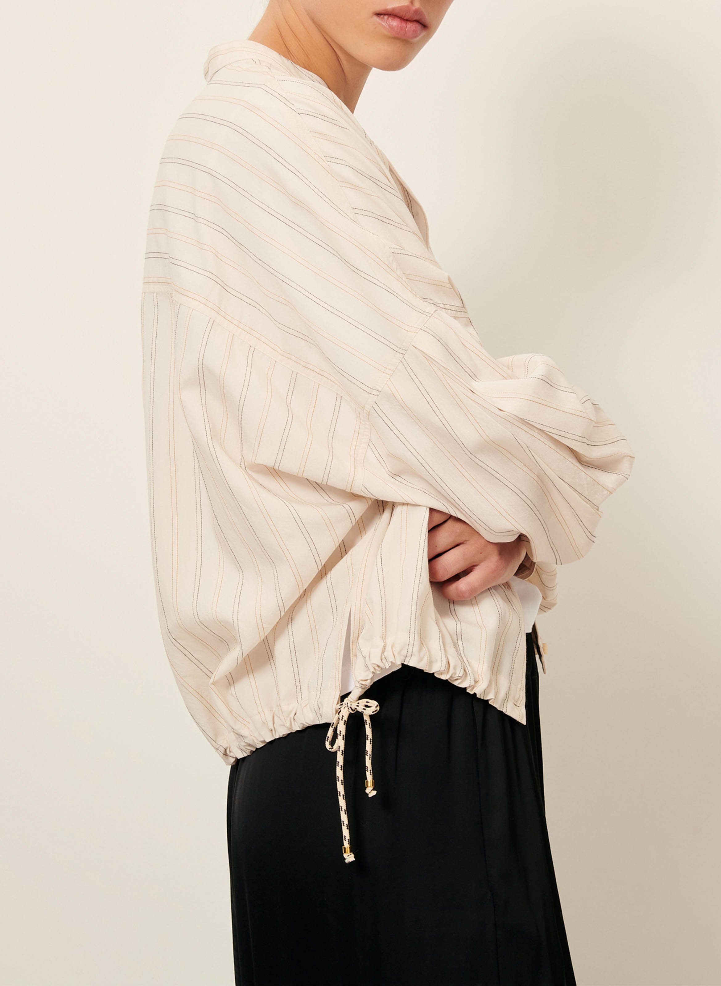 Chemise à rayures col rond cadaques SESSUN Beige