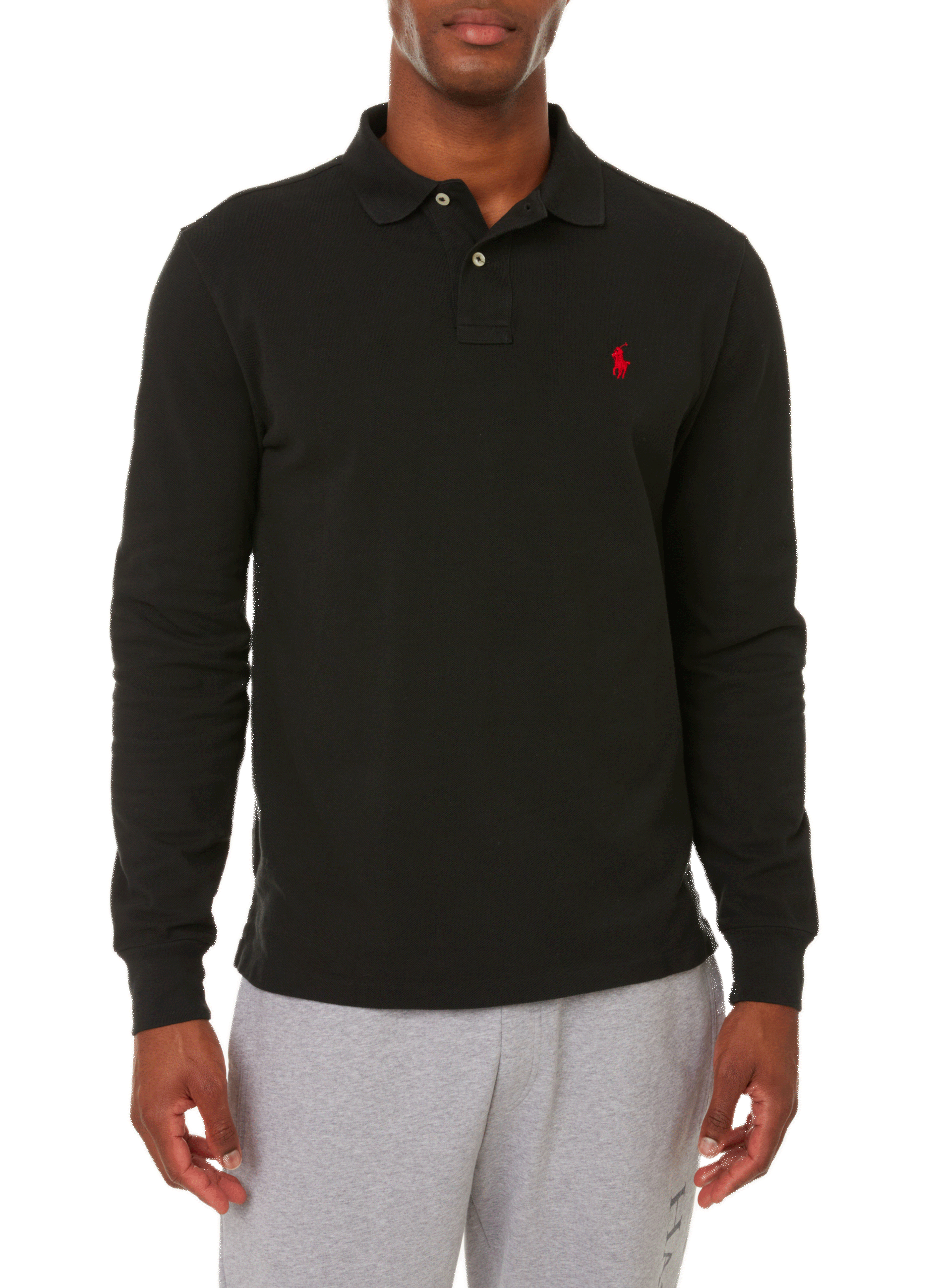 Long-sleeved cotton piqué polo shirt POLO RALPH LAUREN Black