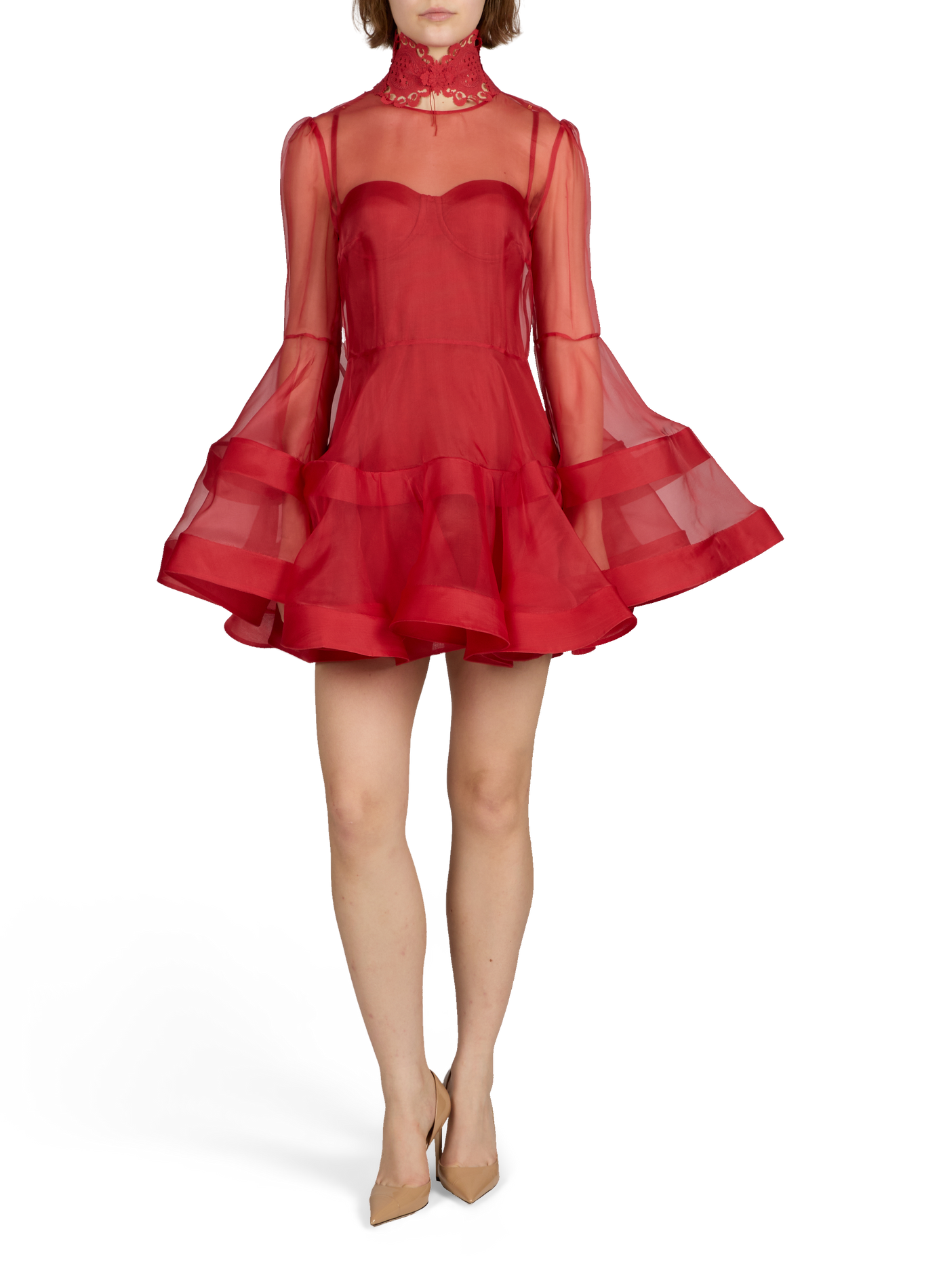 Robe courte Rebellion Lanterne en soie ZIMMERMANN Rouge