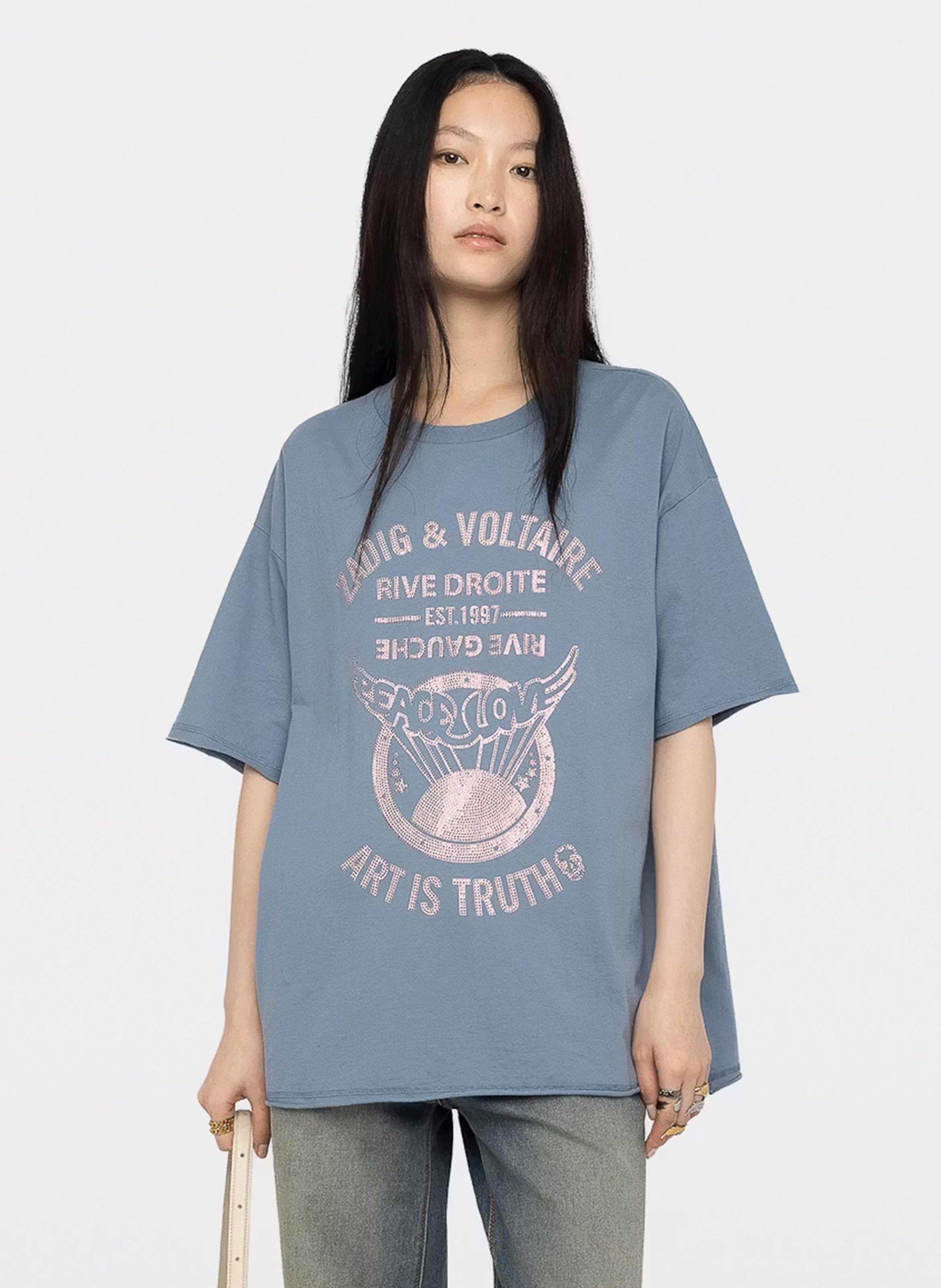 Tee-shirt ample col rond sérigraphié berry ZADIG&VOLTAIRE Bleu