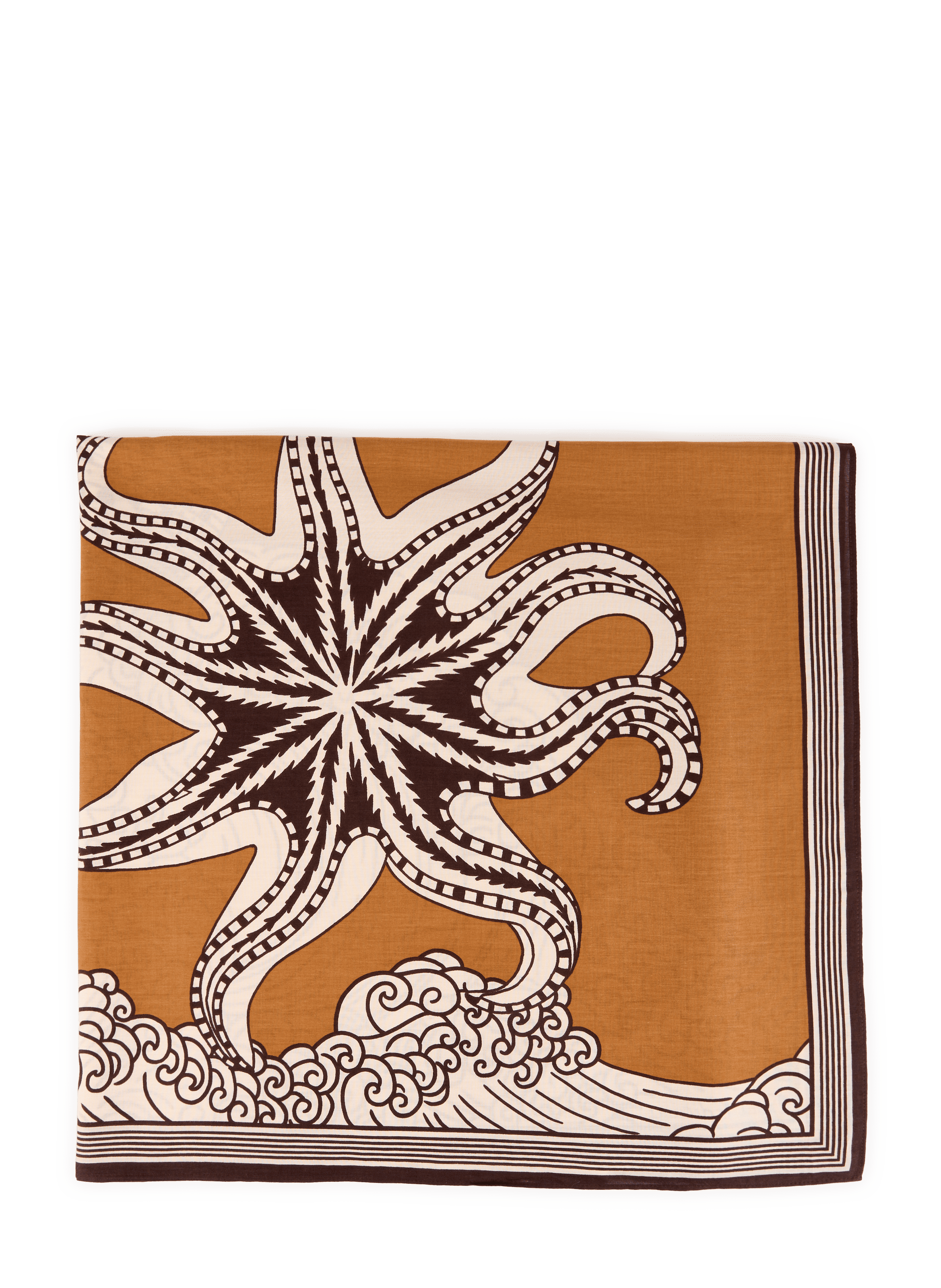 Foulard imprimé en coton mélangé INOUITOOSH Marron