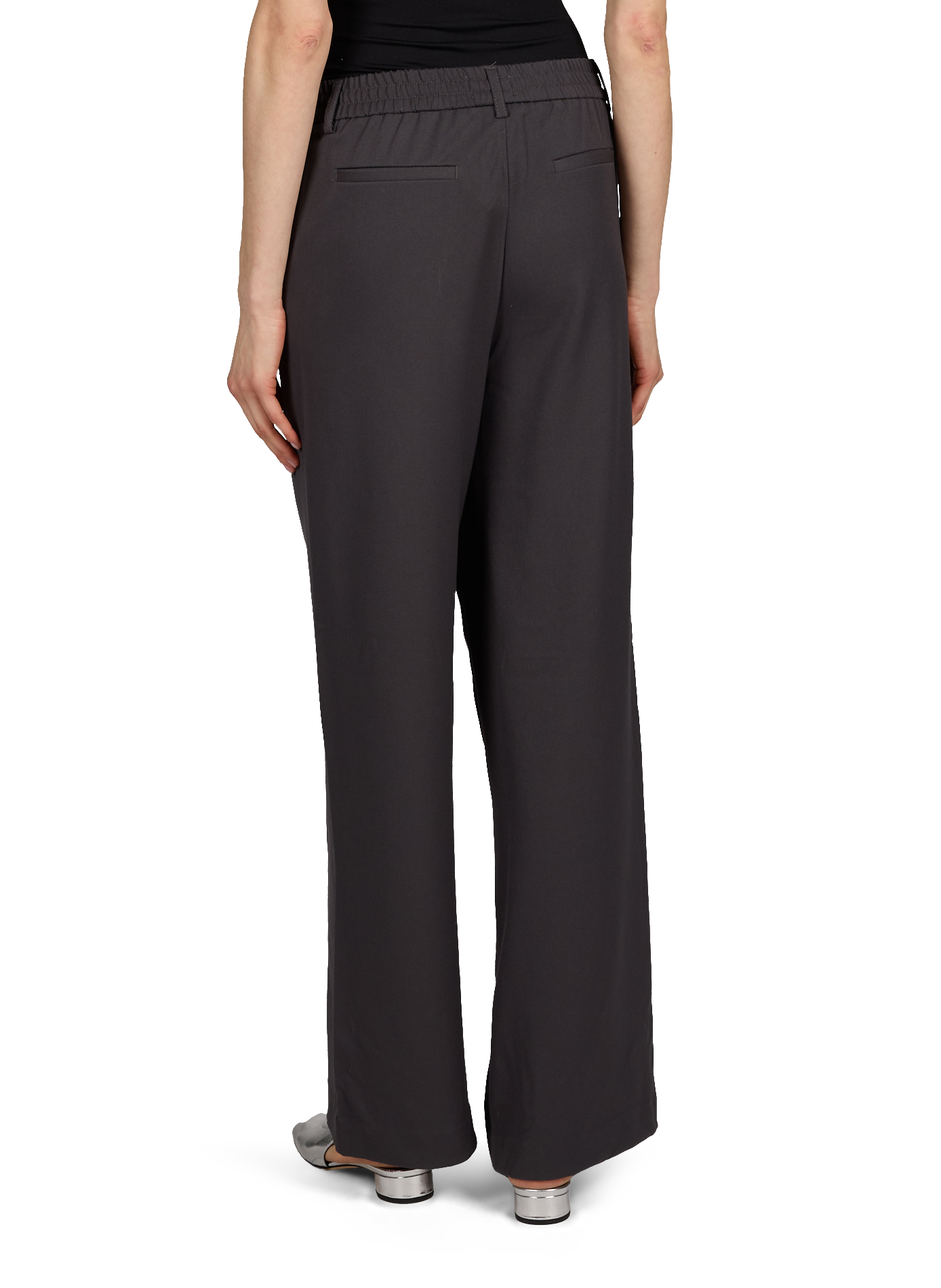 Wide-leg pants with elastic waistband OBJECT Grey