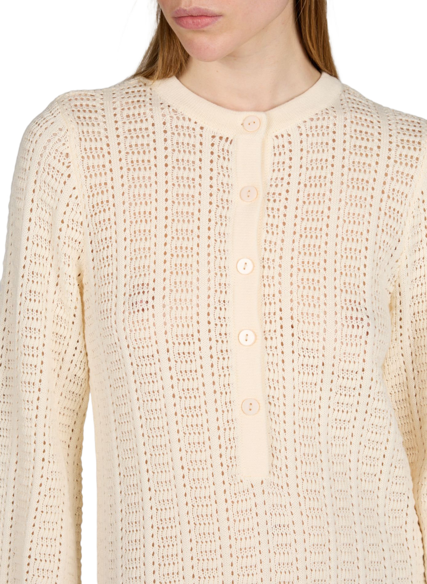 Short dress in openwork cotton knit PETITE MENDIGOTE White