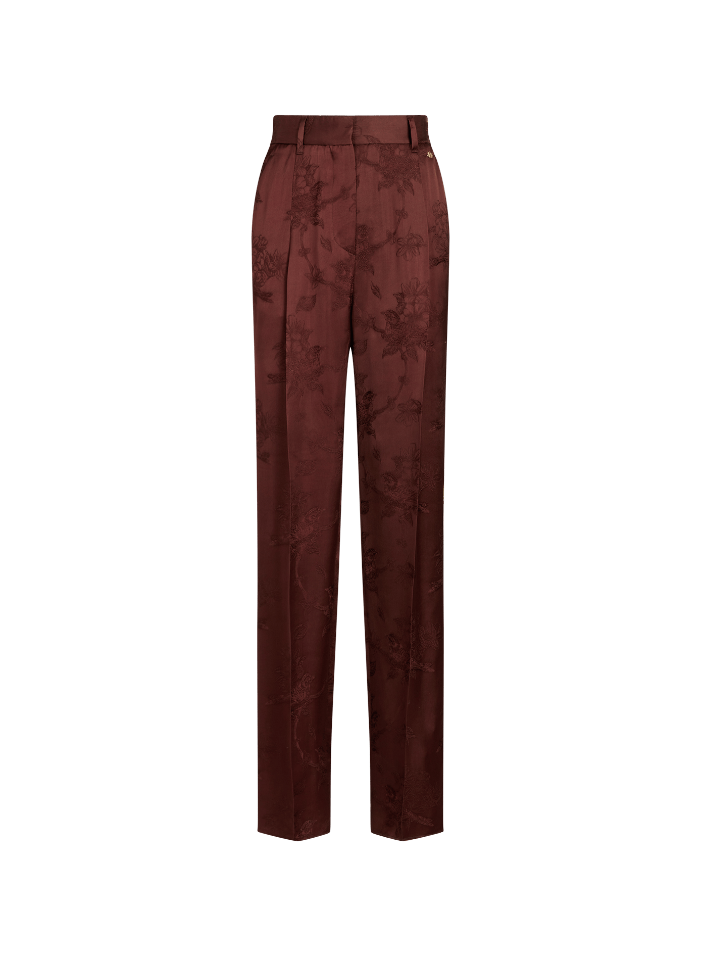 Pantalon à plis broderies florales et oiseaux AMIRI Marron