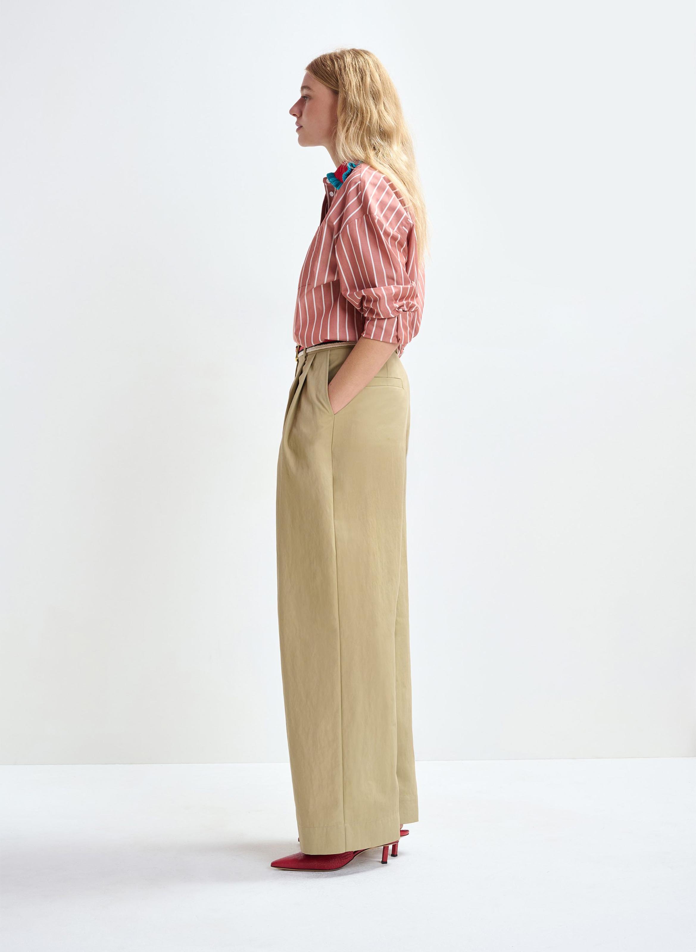 Chemise oversize col classique en coton rayé joyful ESSENTIEL ANTWERP Orange