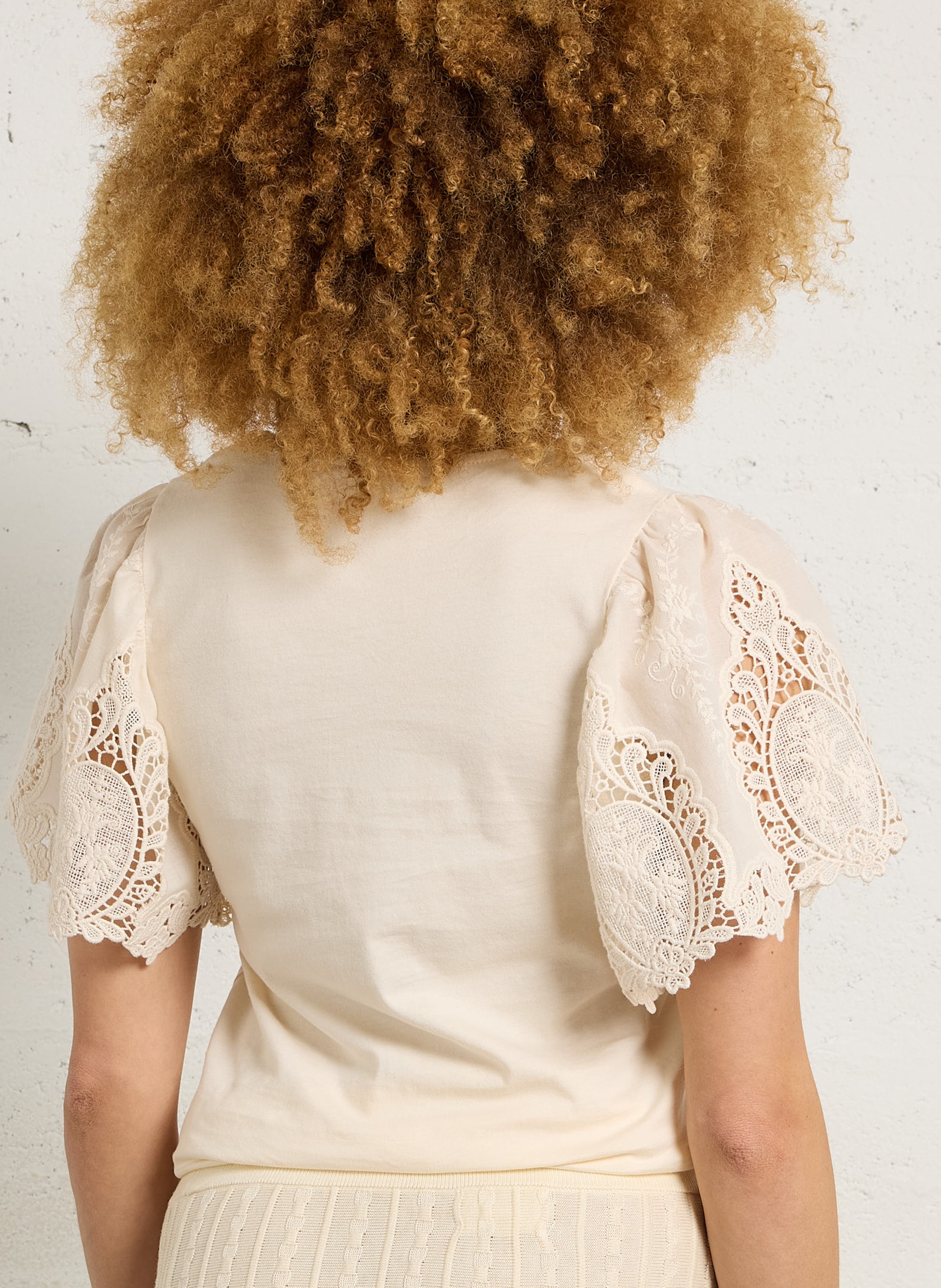 Top droit col v en coton lola MAISON 123 Beige