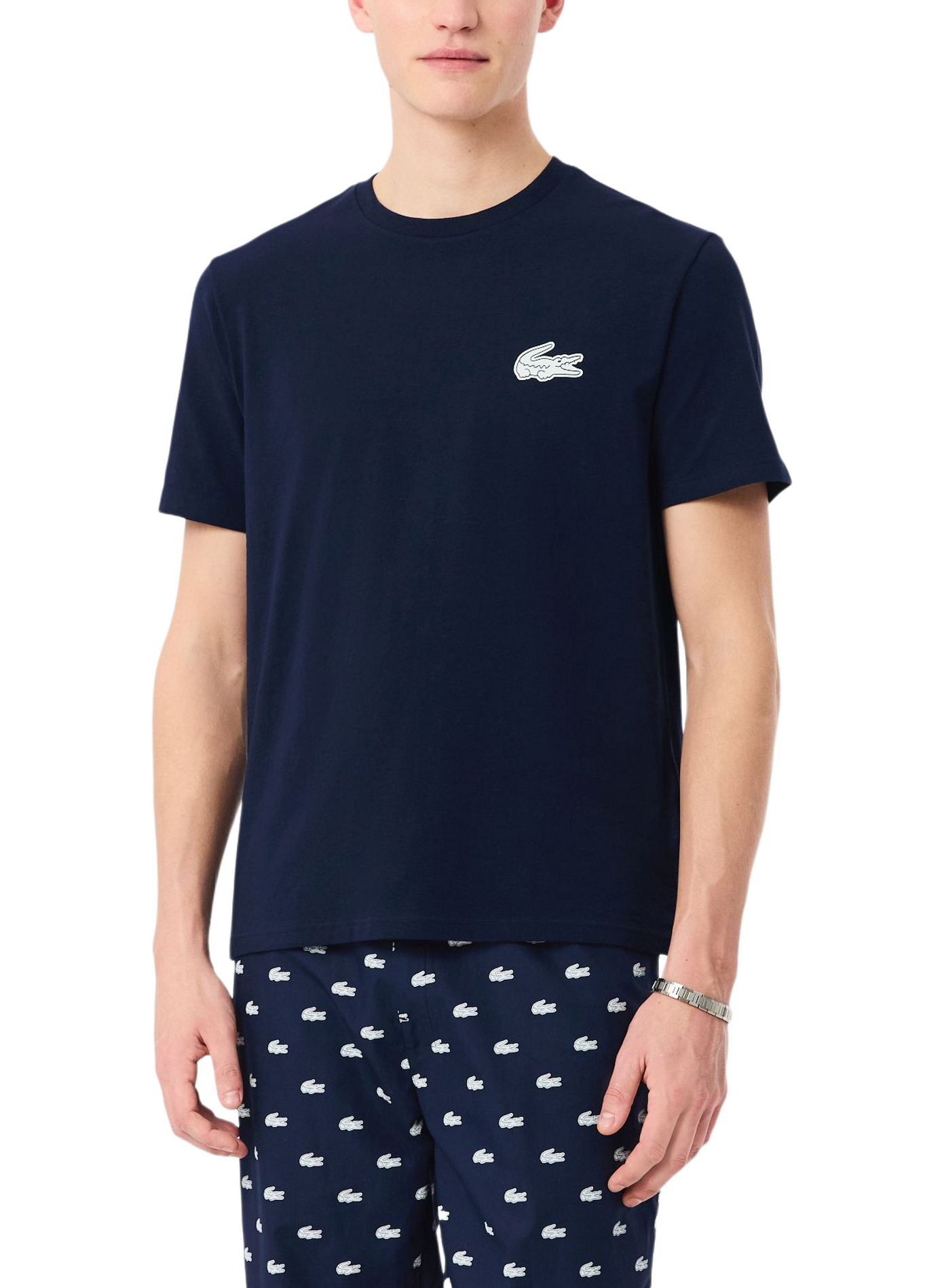 Set di pigiama lungo con loghi in misto cotone LACOSTE Blu