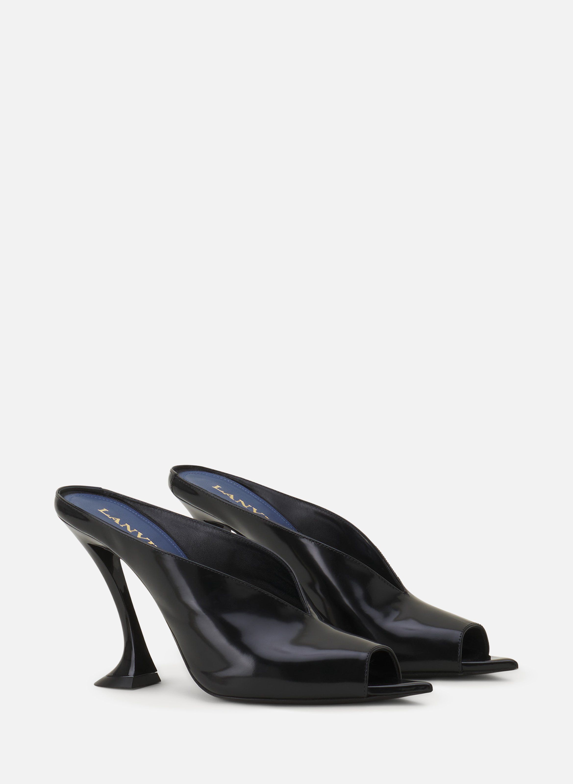 Mule midnight step en cuir verni LANVIN Noir