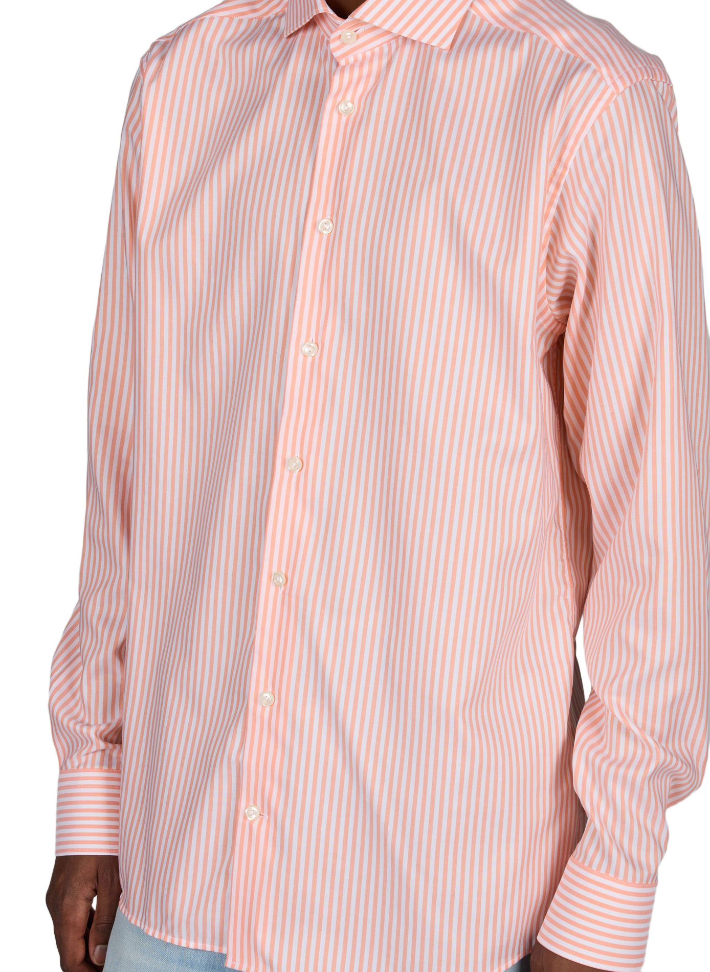 Slim-fit striped cotton shirt ETON Orange
