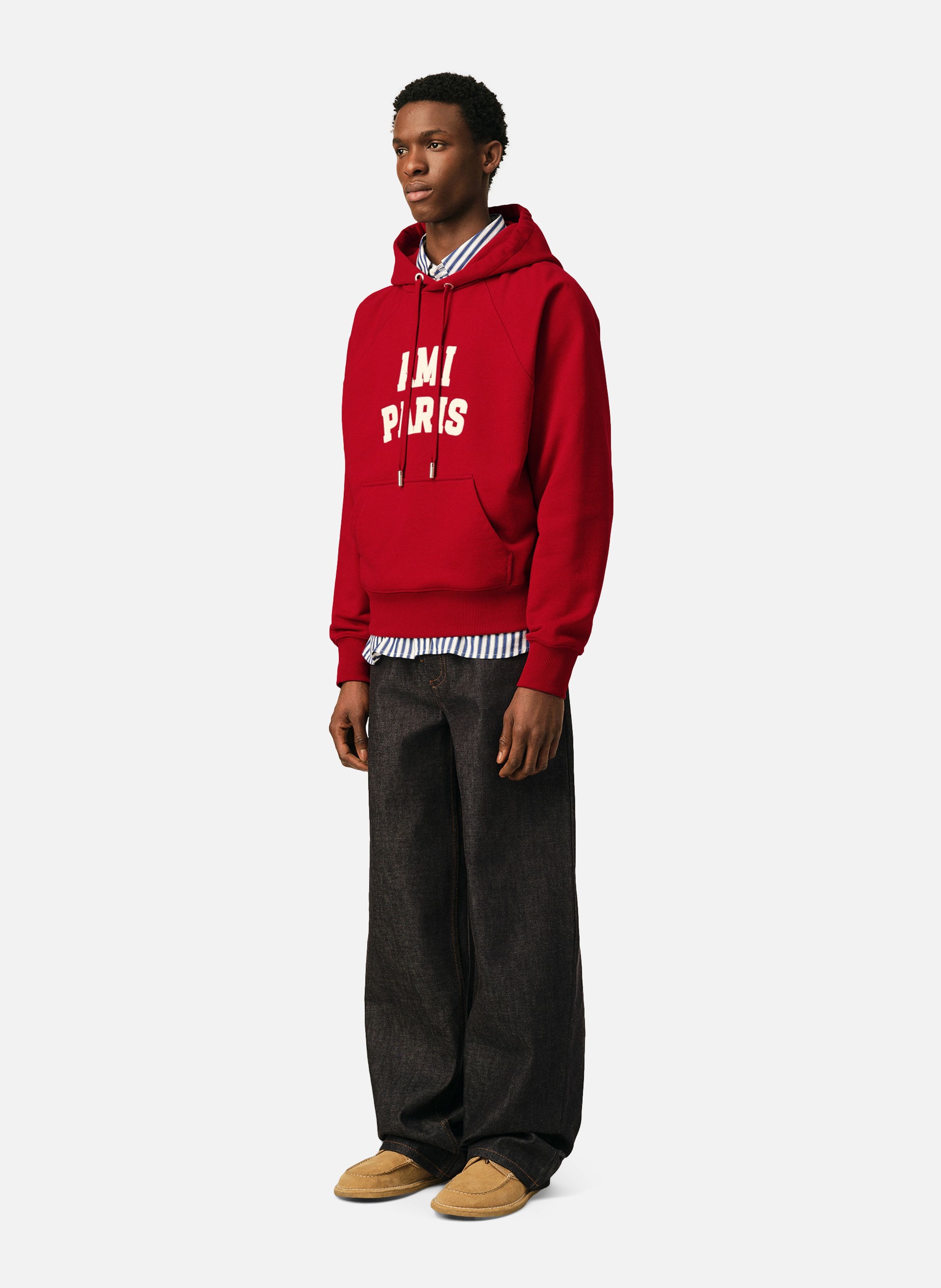 Hoodie unisexe en coton broderie ami paris AMI PARIS Rouge