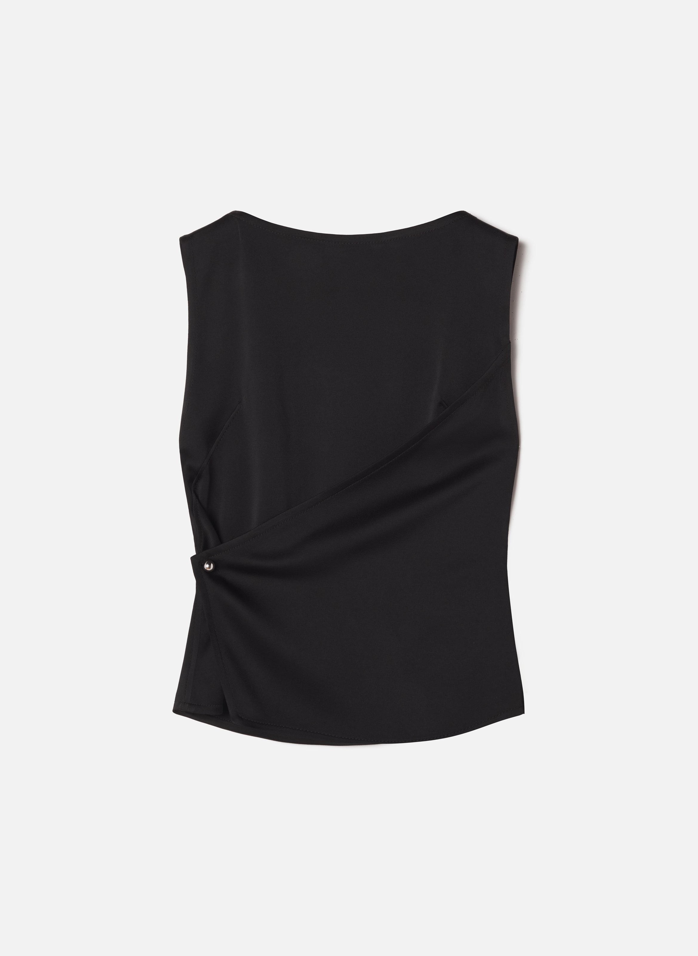 Haut boutonné sans manches en satin LANVIN Noir
