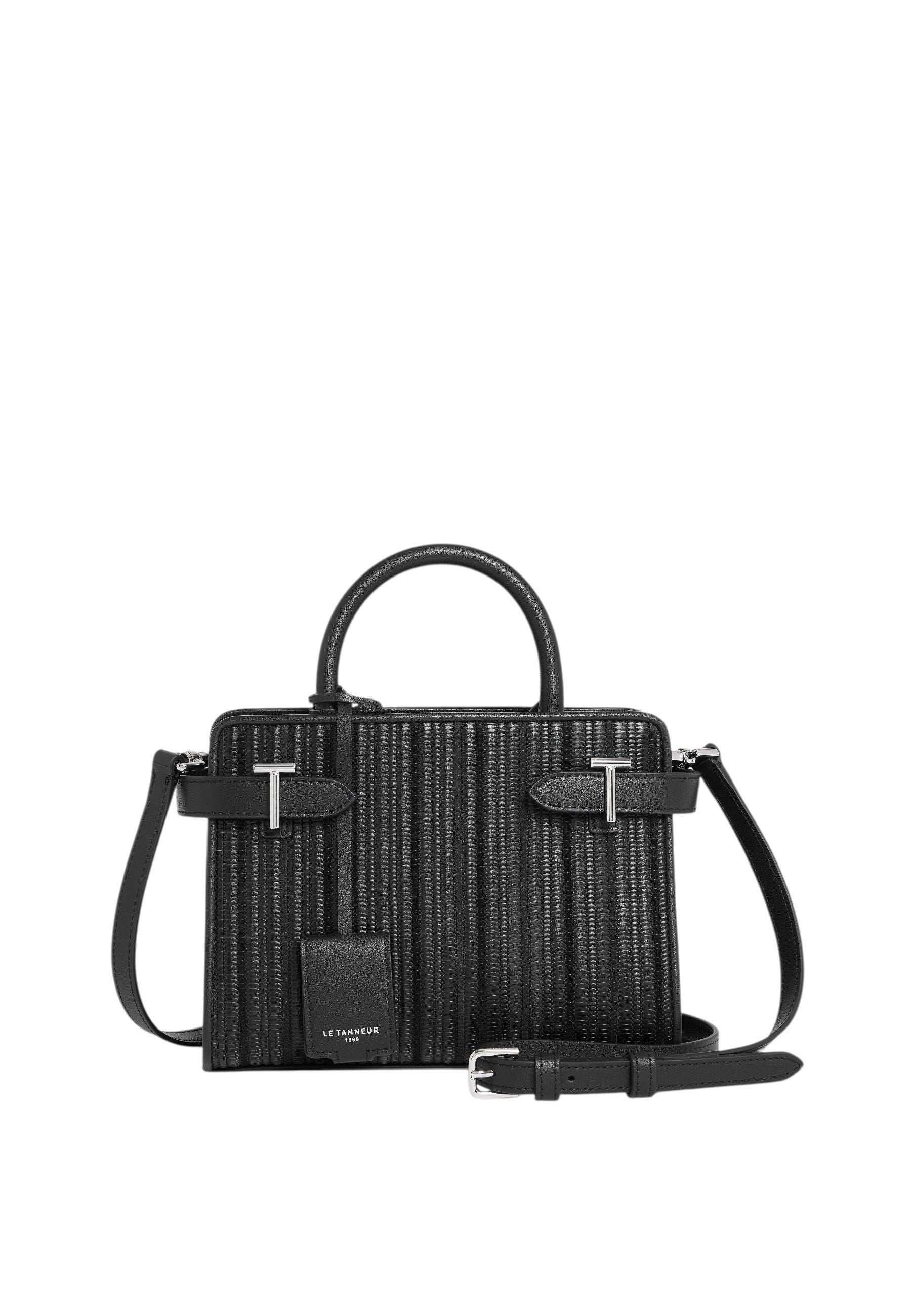 Petit sac à main emilie en cuir tressé réemployé LE TANNEUR Noir