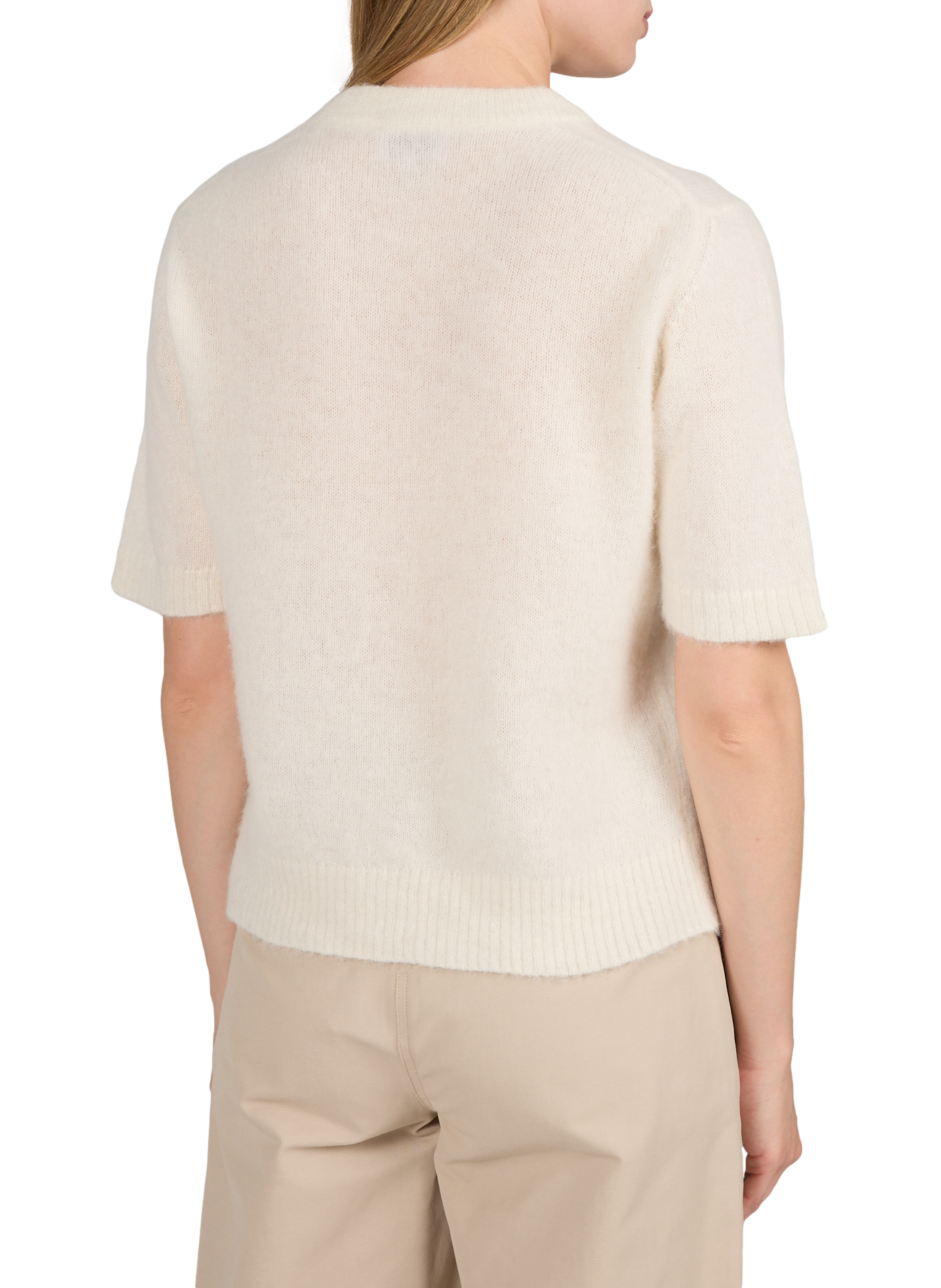 Short-sleeve sweater in a blend of alpaca and wool GANNI Multicolour