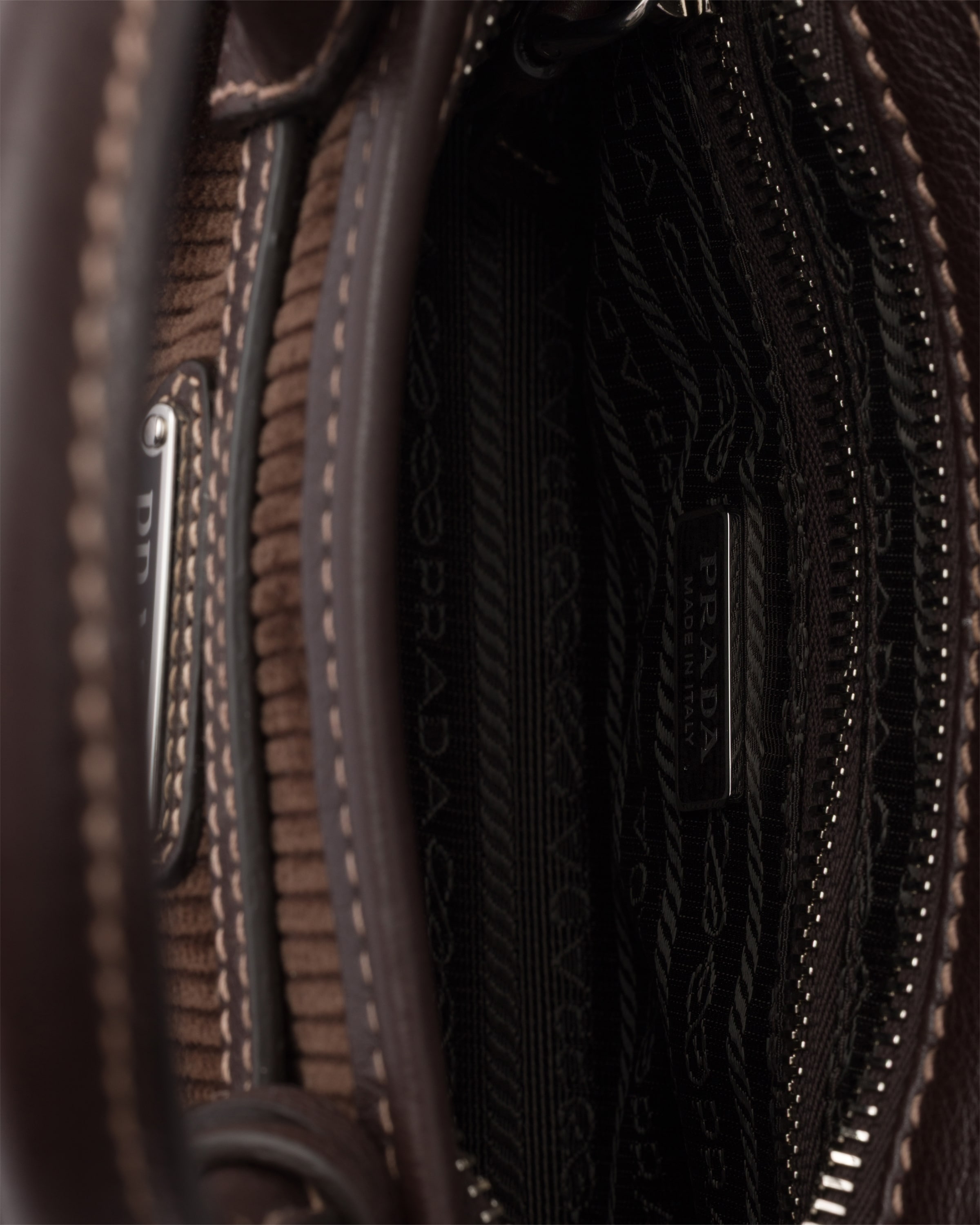 Petit sac prada bonnie velours côtelé et cuir PRADA Marron