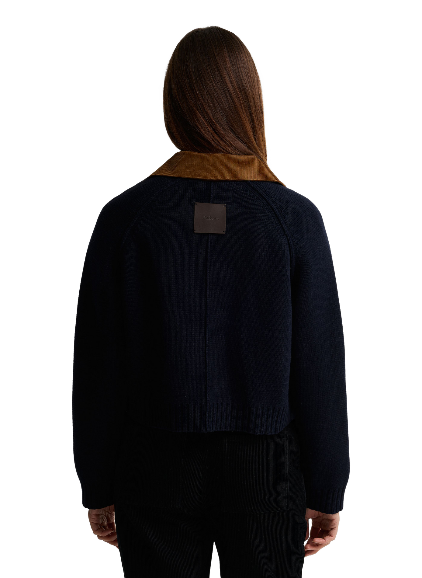 Cardigan côtelé en coton et laine mérinos BARBOUR Bleu