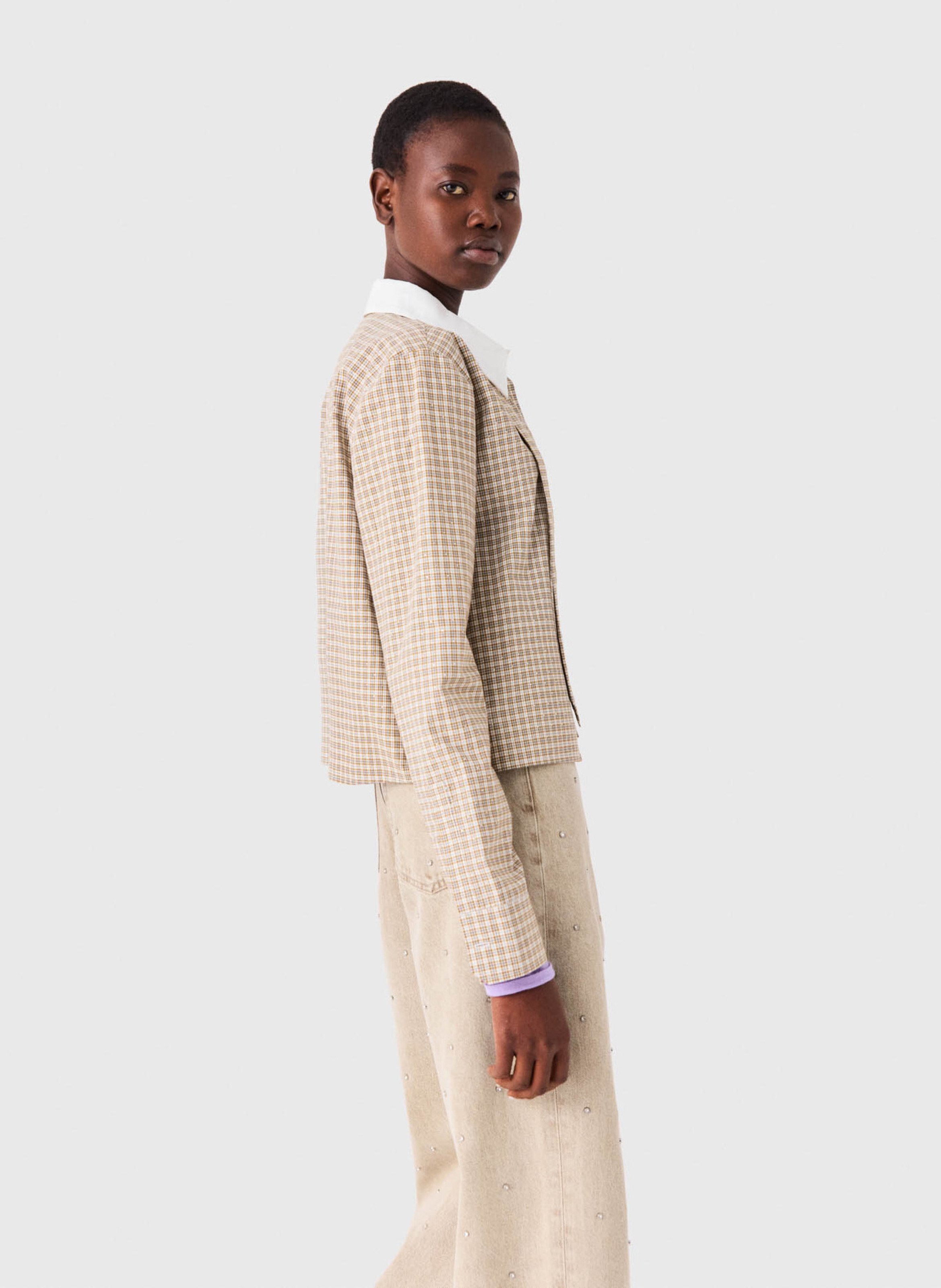 Chemise col classique en coton MAJE Beige