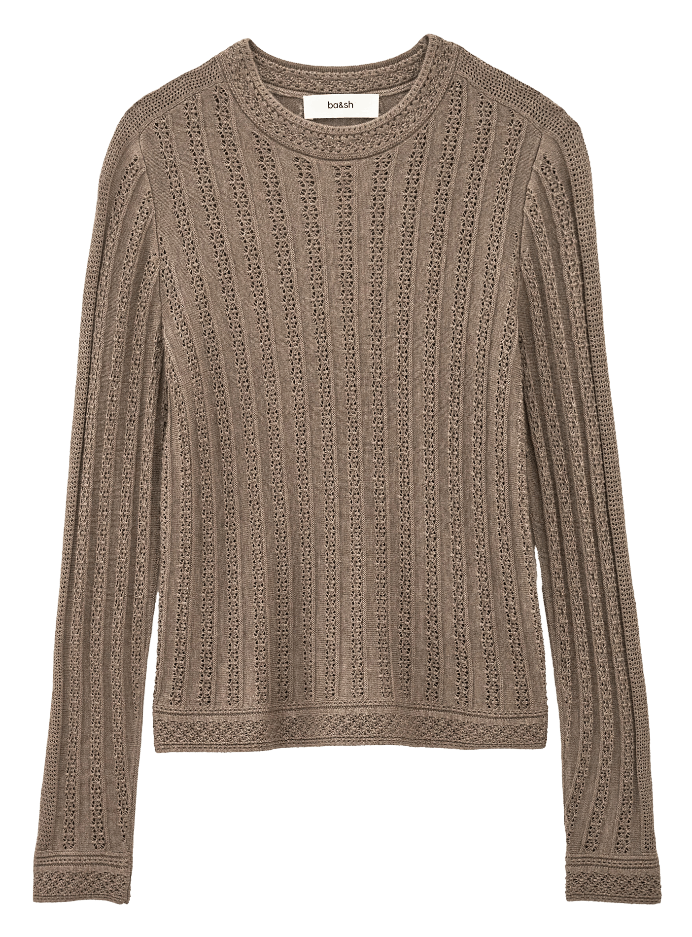 Rechte wollen trui met ronde hals Dakar BA&SH Beige