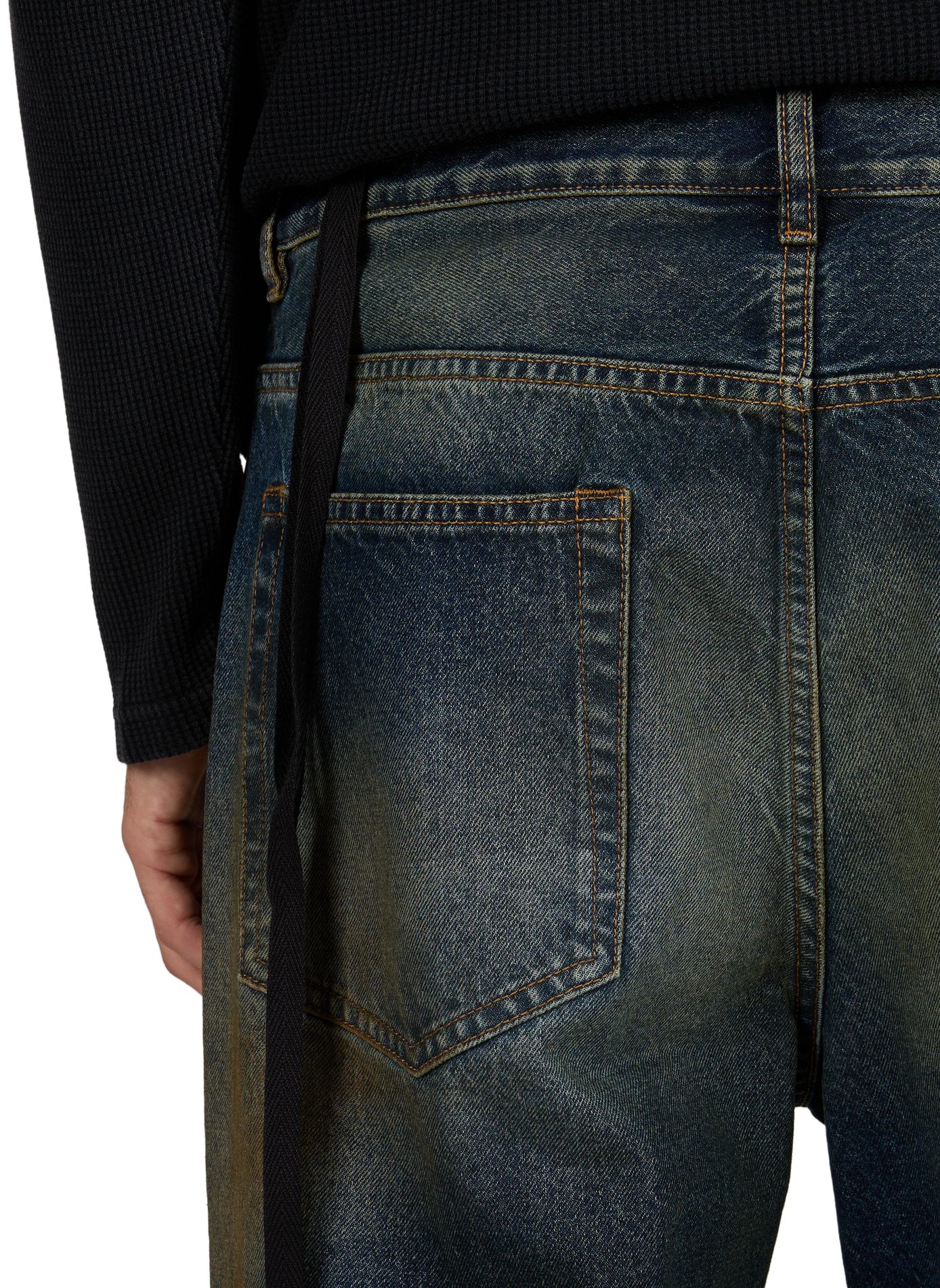Wide leg washed cotton jeans ANN DEMEULEMEESTER Blue