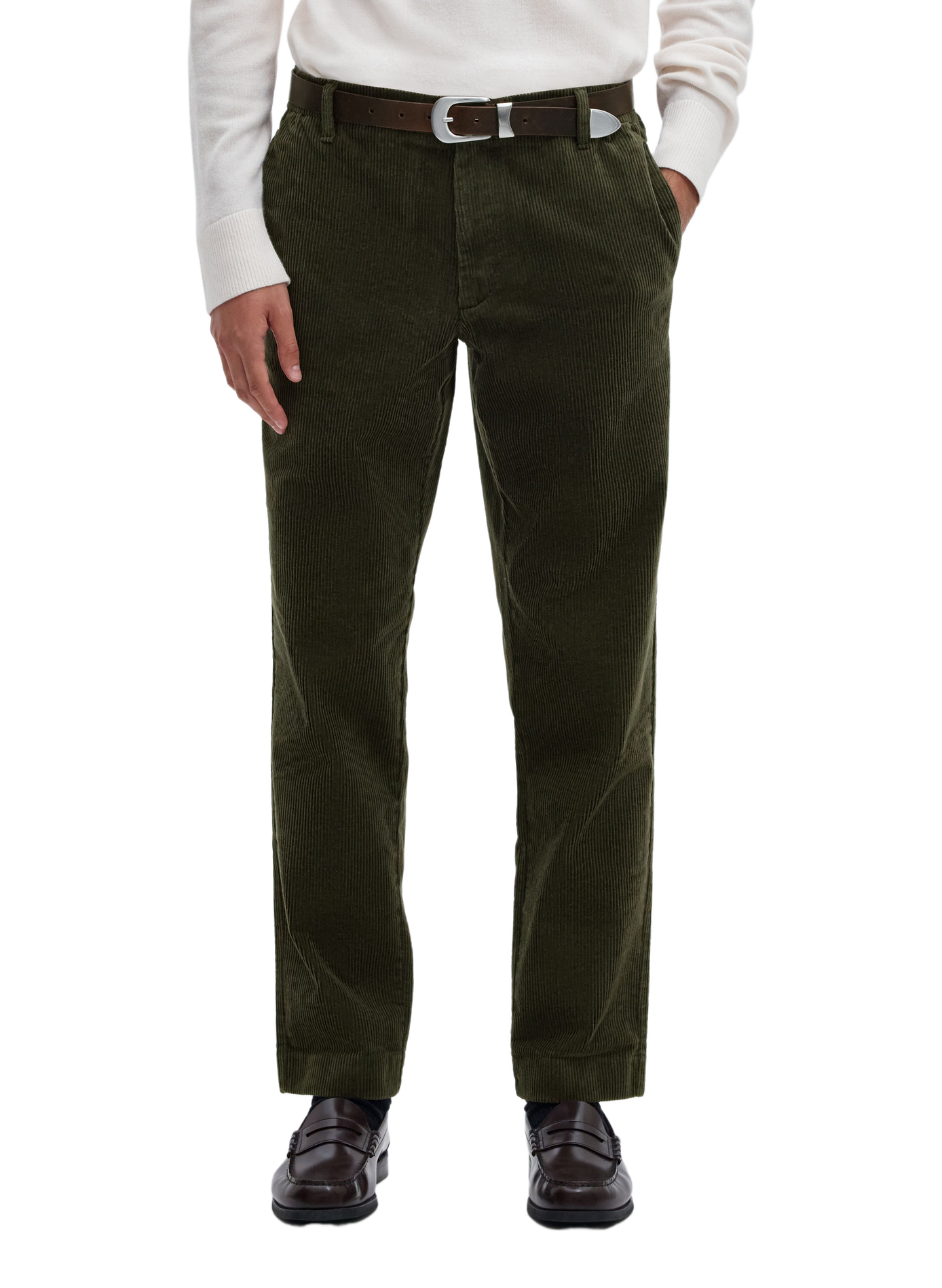 Pantaloni in velluto a coste in misto cotone SELECTED Verde