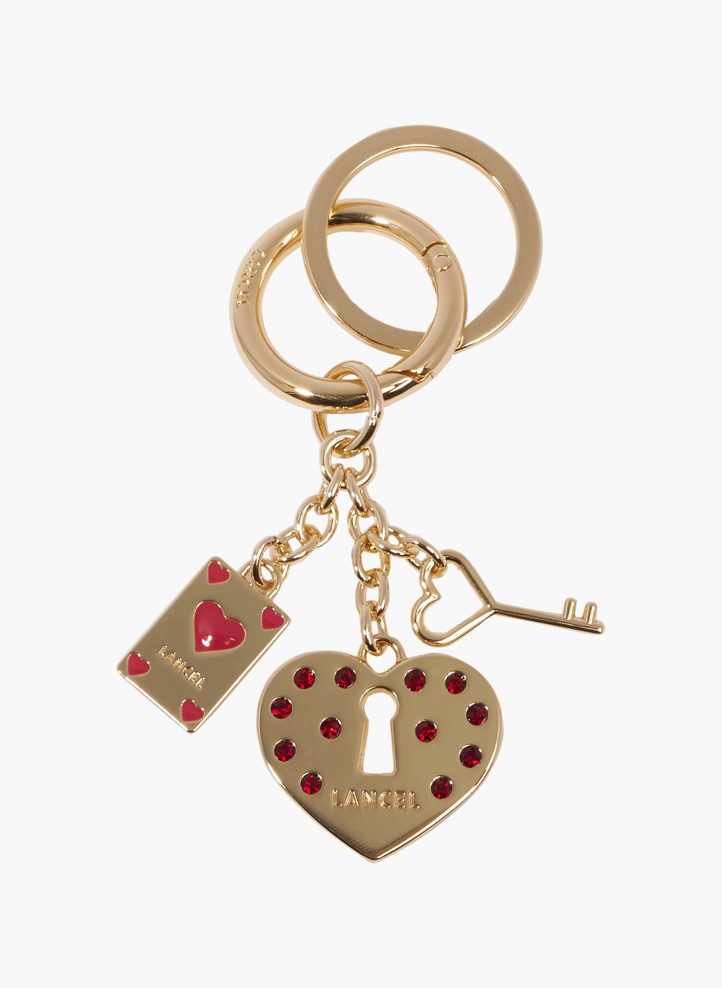 Sleutelhanger met emaille hart van Lancel in metaal. LANCEL Goud