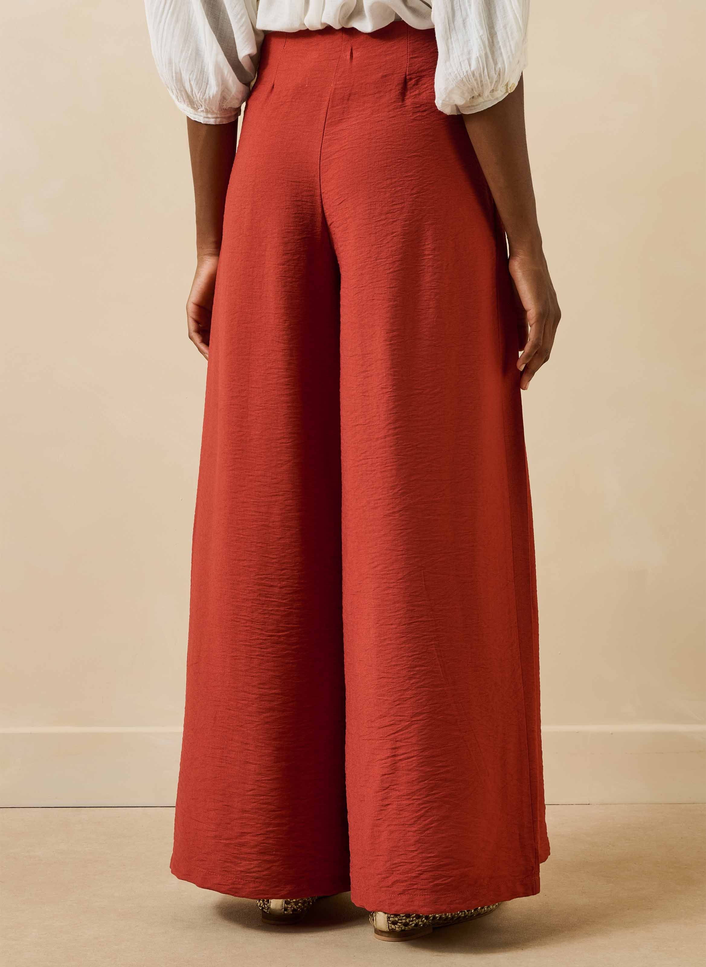 Wijde hoge taille broek LA FEE MARABOUTEE Rood