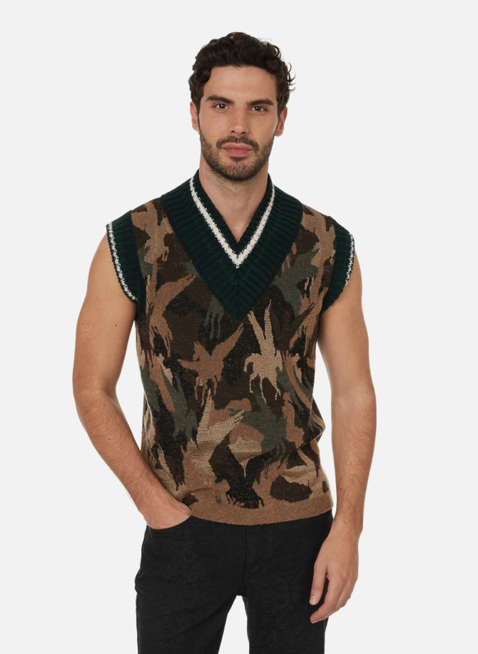 Sleeveless military-print virgin wool-blend jumper ETRO