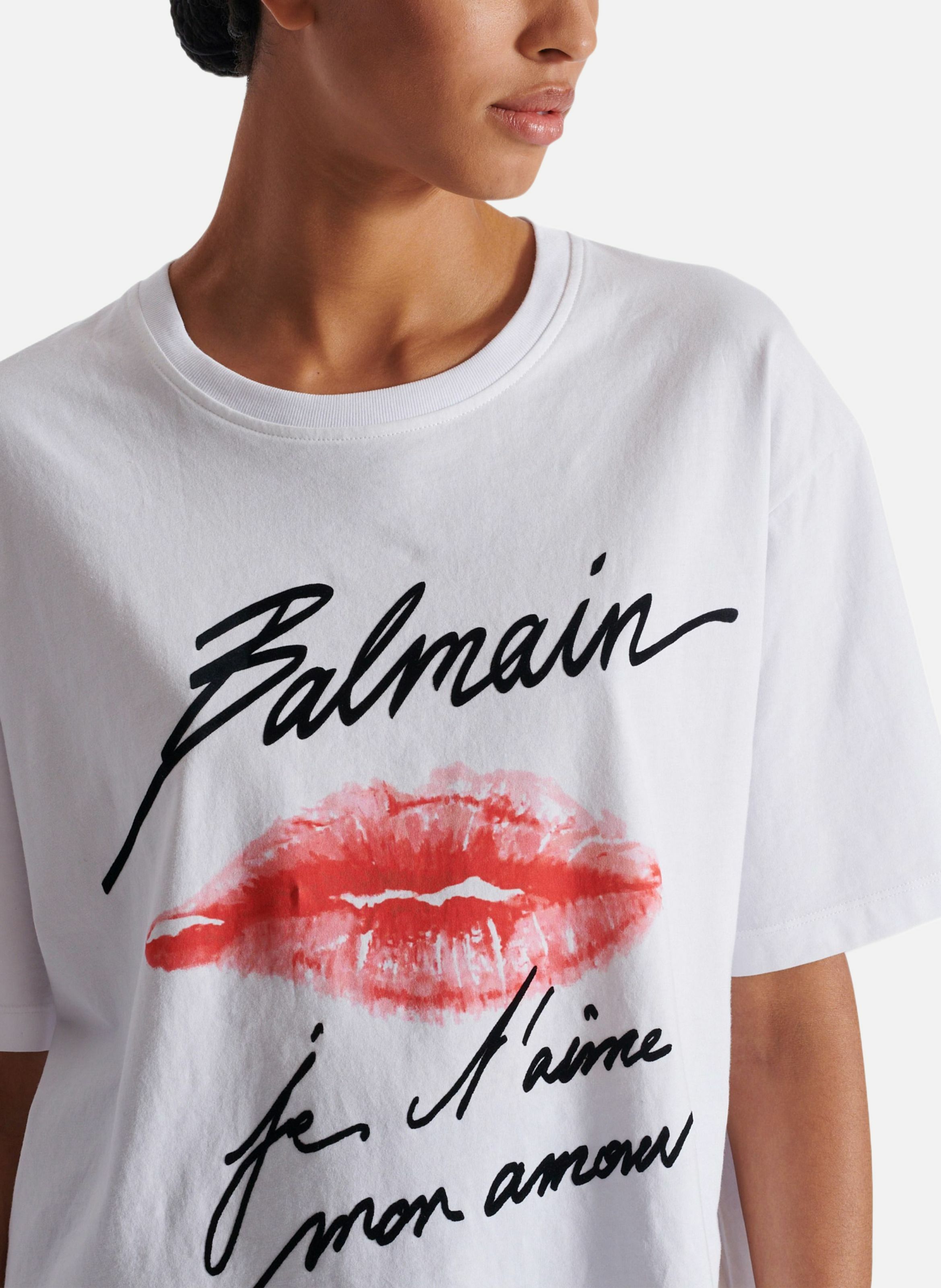 T-shirt à manches courtes imprimé kiss BALMAIN Blanc