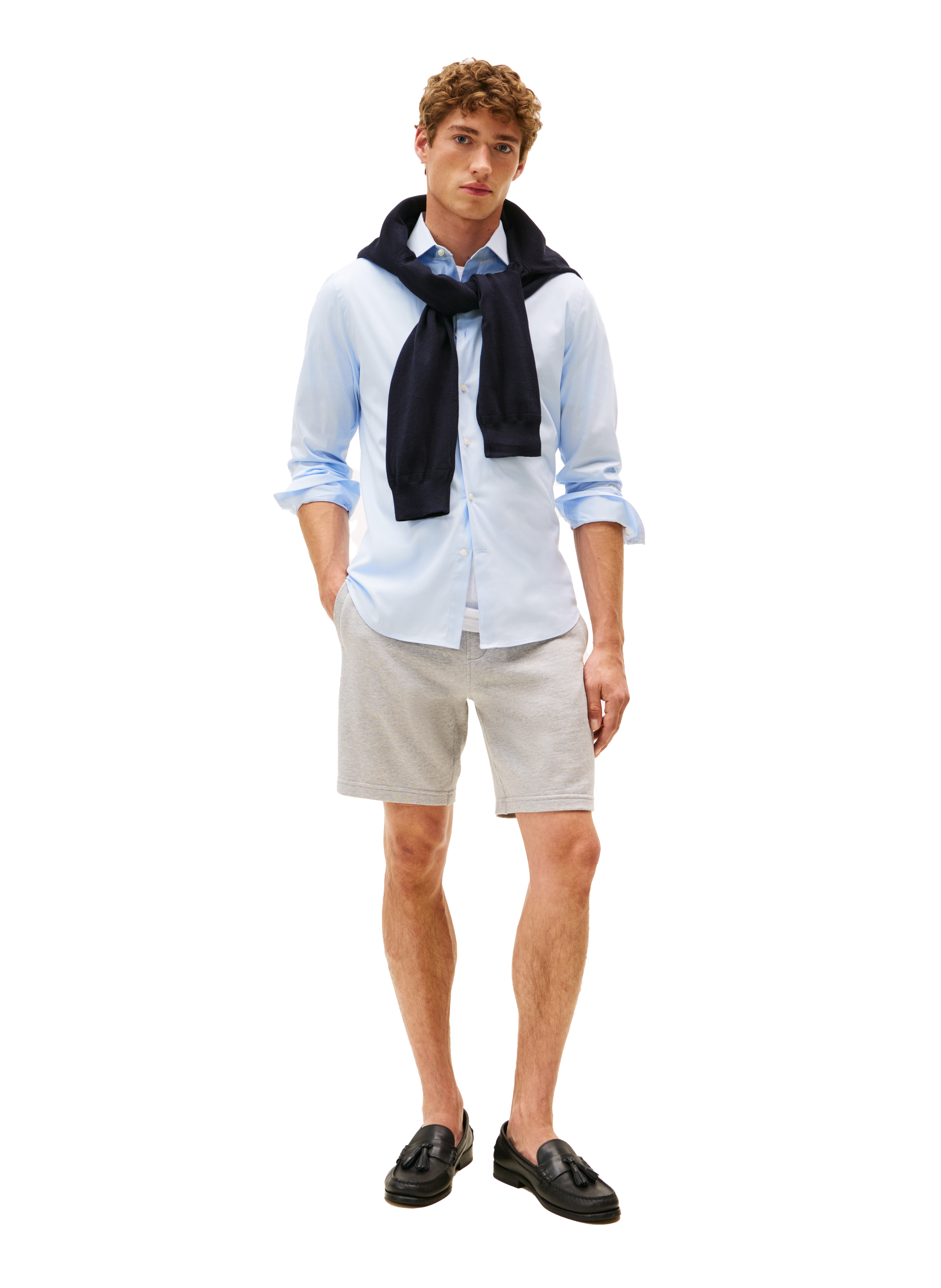 Shirt with classic collar in blended cotton TOMMY HILFIGER Blue