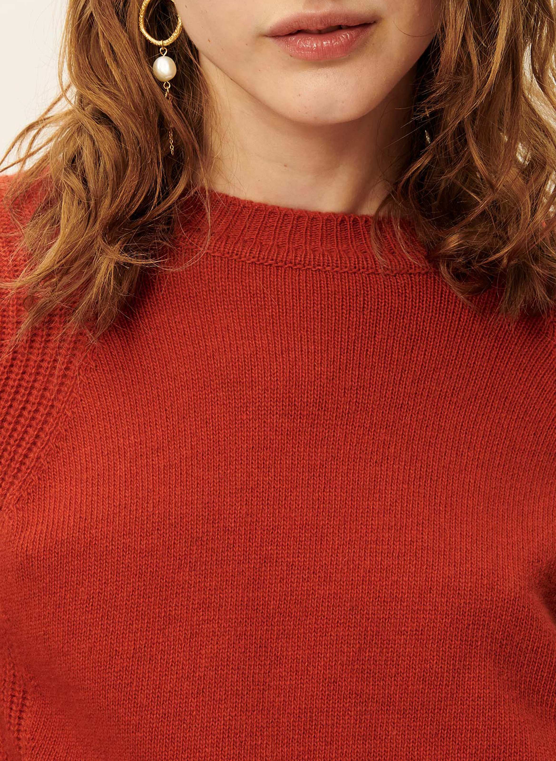 Pull col rond droit en laine baysilte SESSUN Rouge