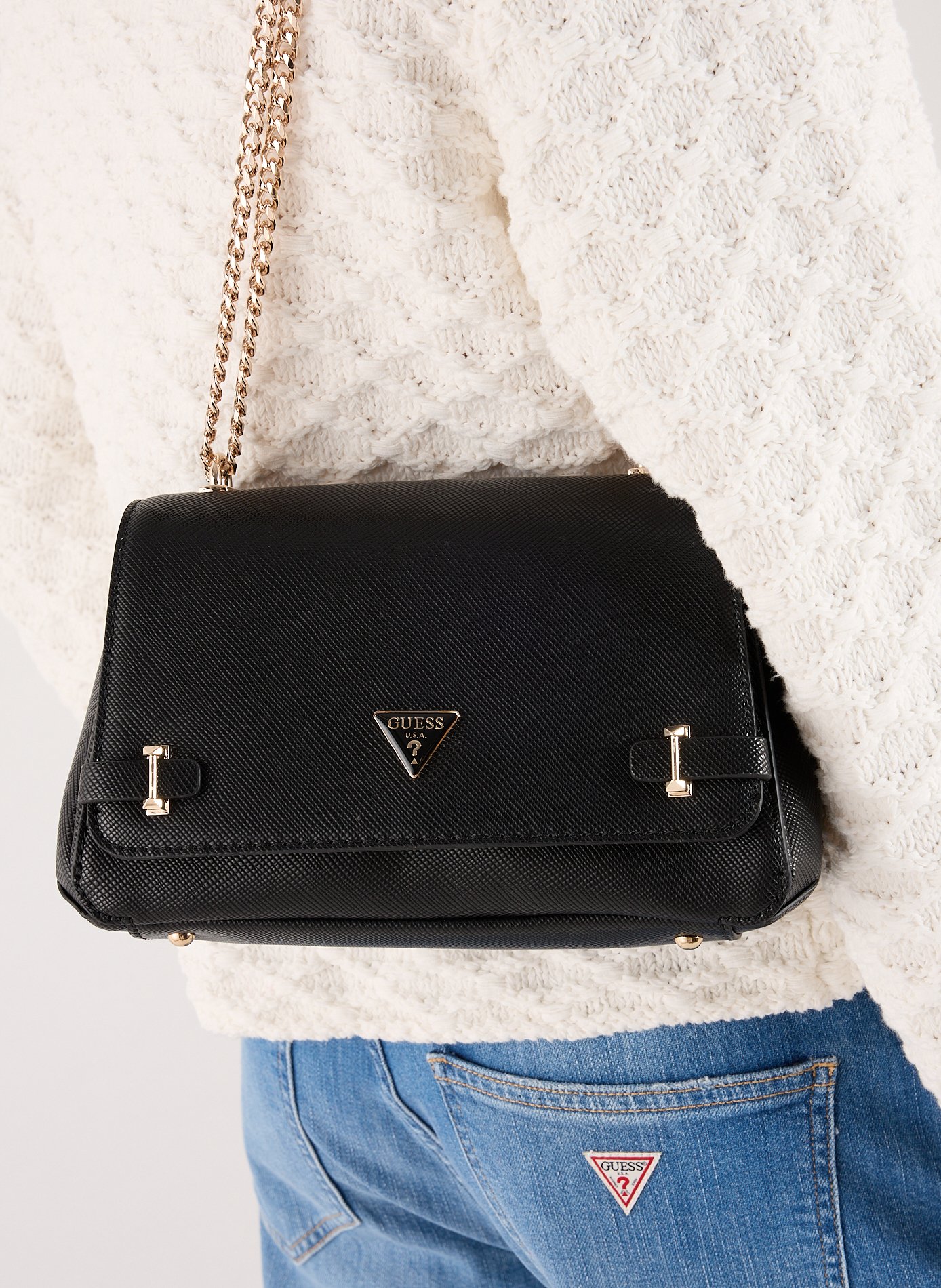 Plain shoulder bag GUESS Black