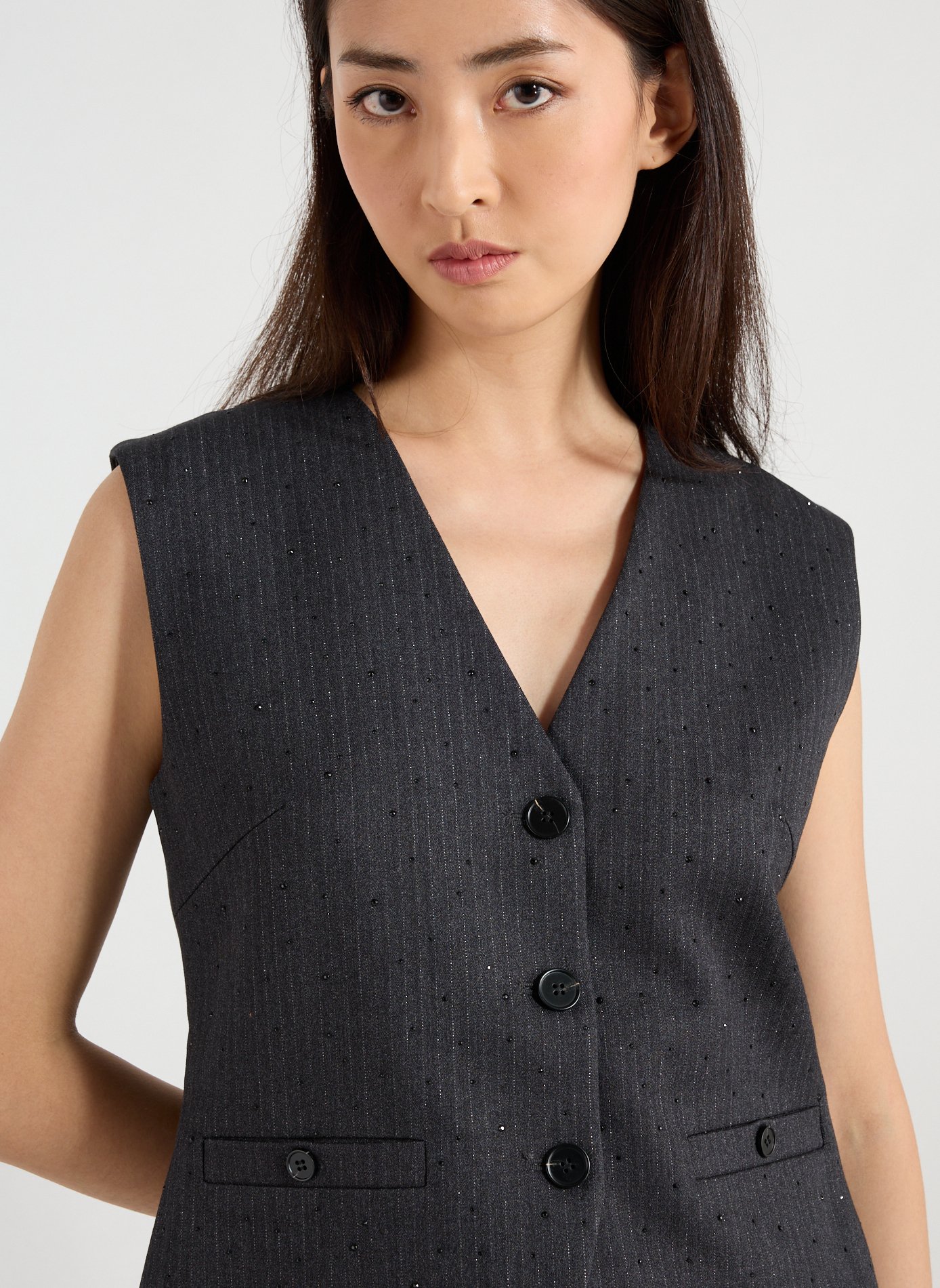 Gilet à rayures sans manches SUNCOO Gris