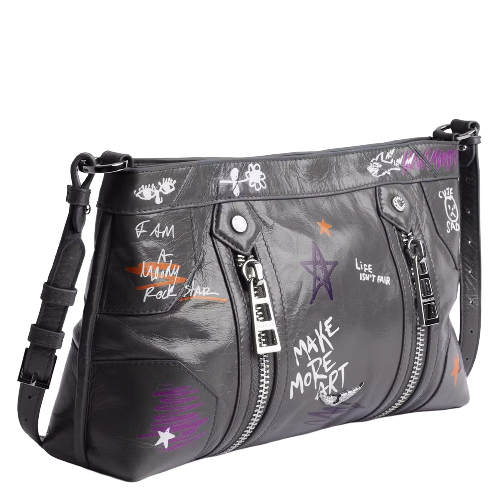 Sac bandoulière en cuir sunny moody ZADIG&VOLTAIRE Gris