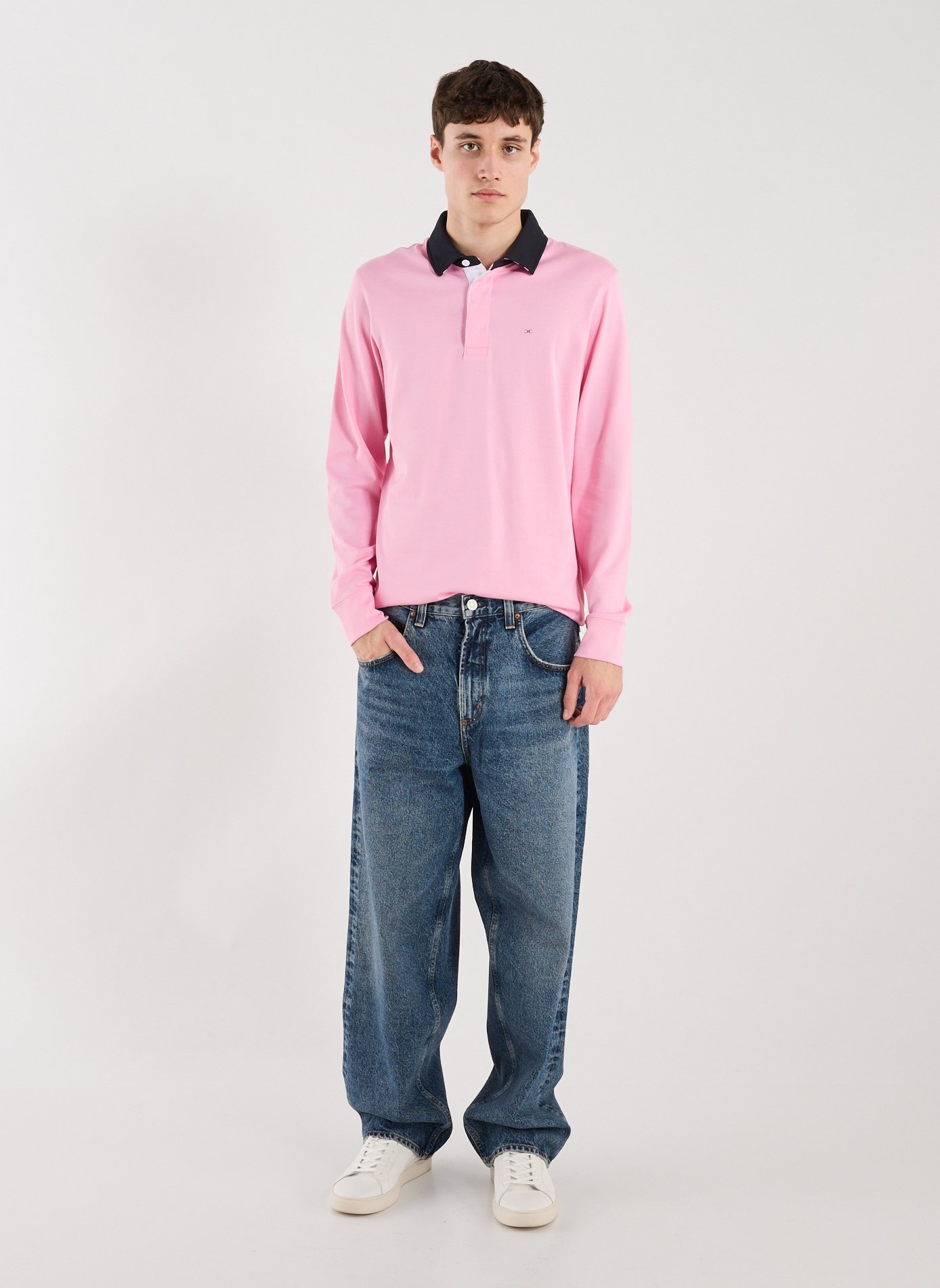 Long-sleeve cotton Polo shirt EDEN PARK Pink