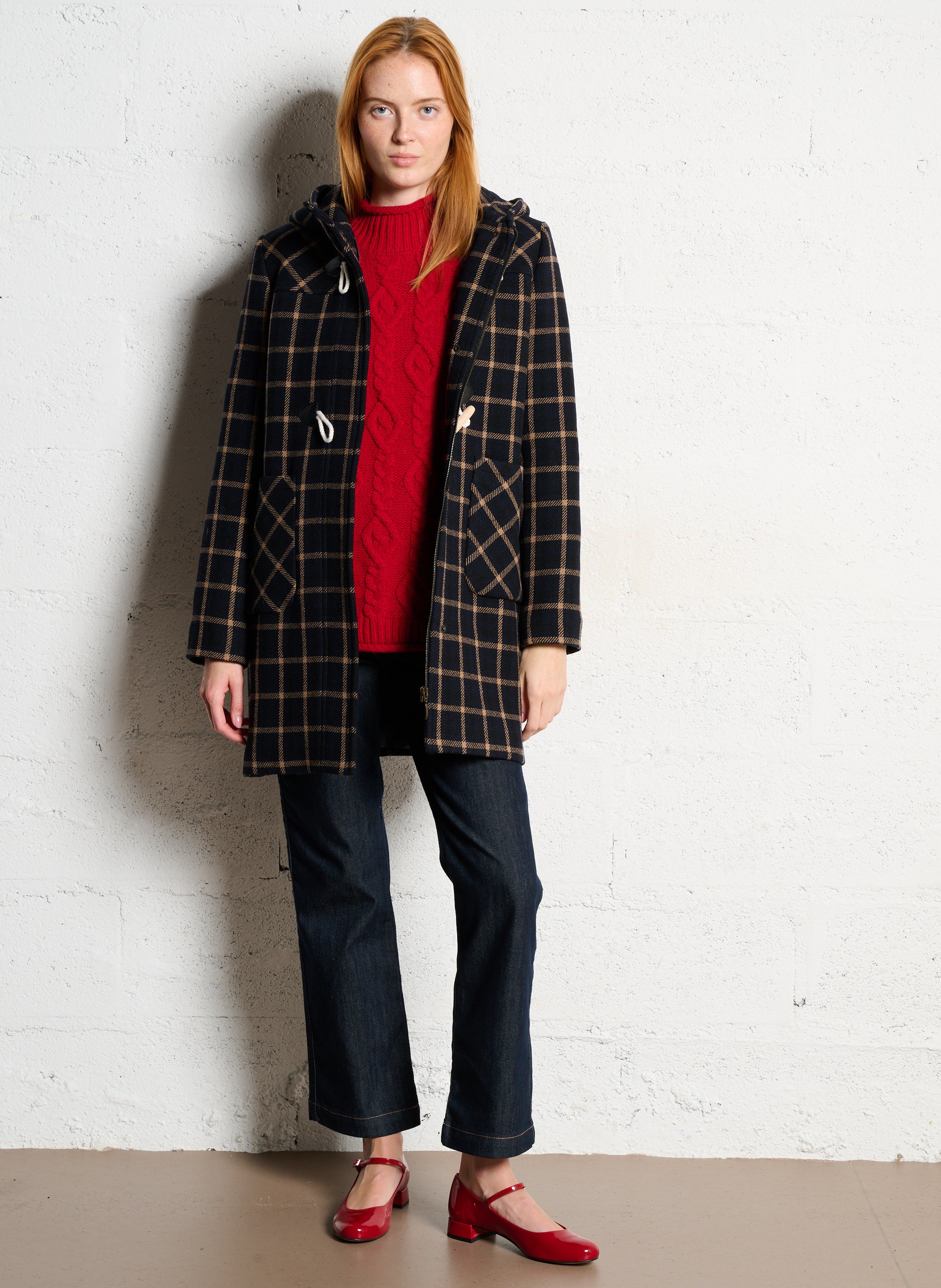 Manteau col montant en laine mélangée ARMOR-LUX Bleu