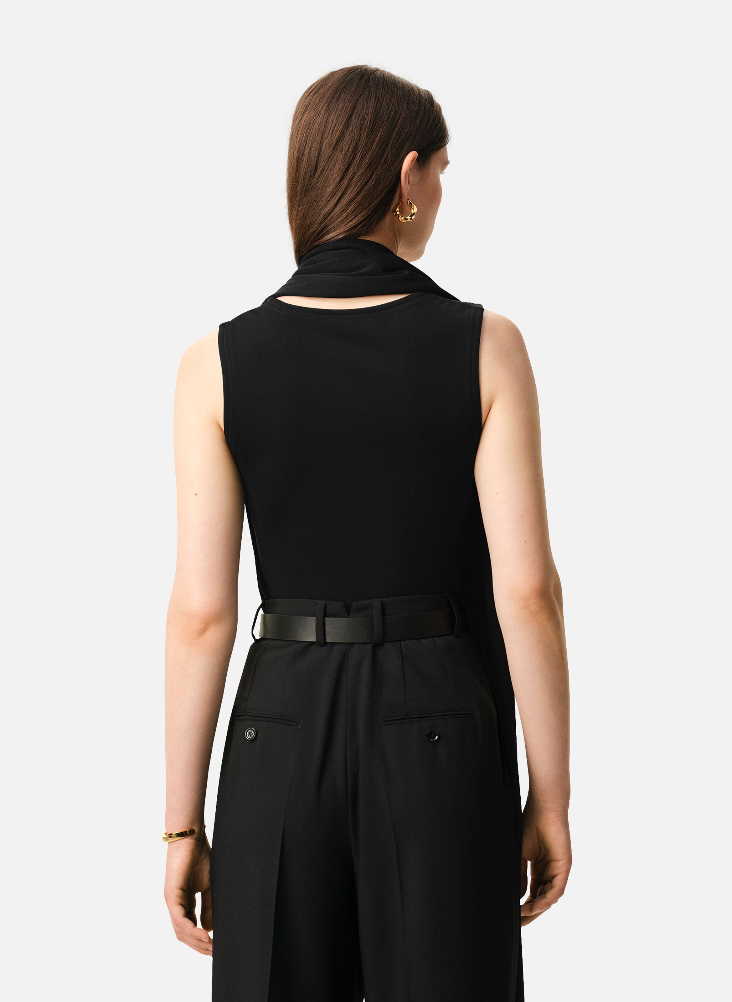 Haut lavallière sans manches en jersey AMI PARIS Noir