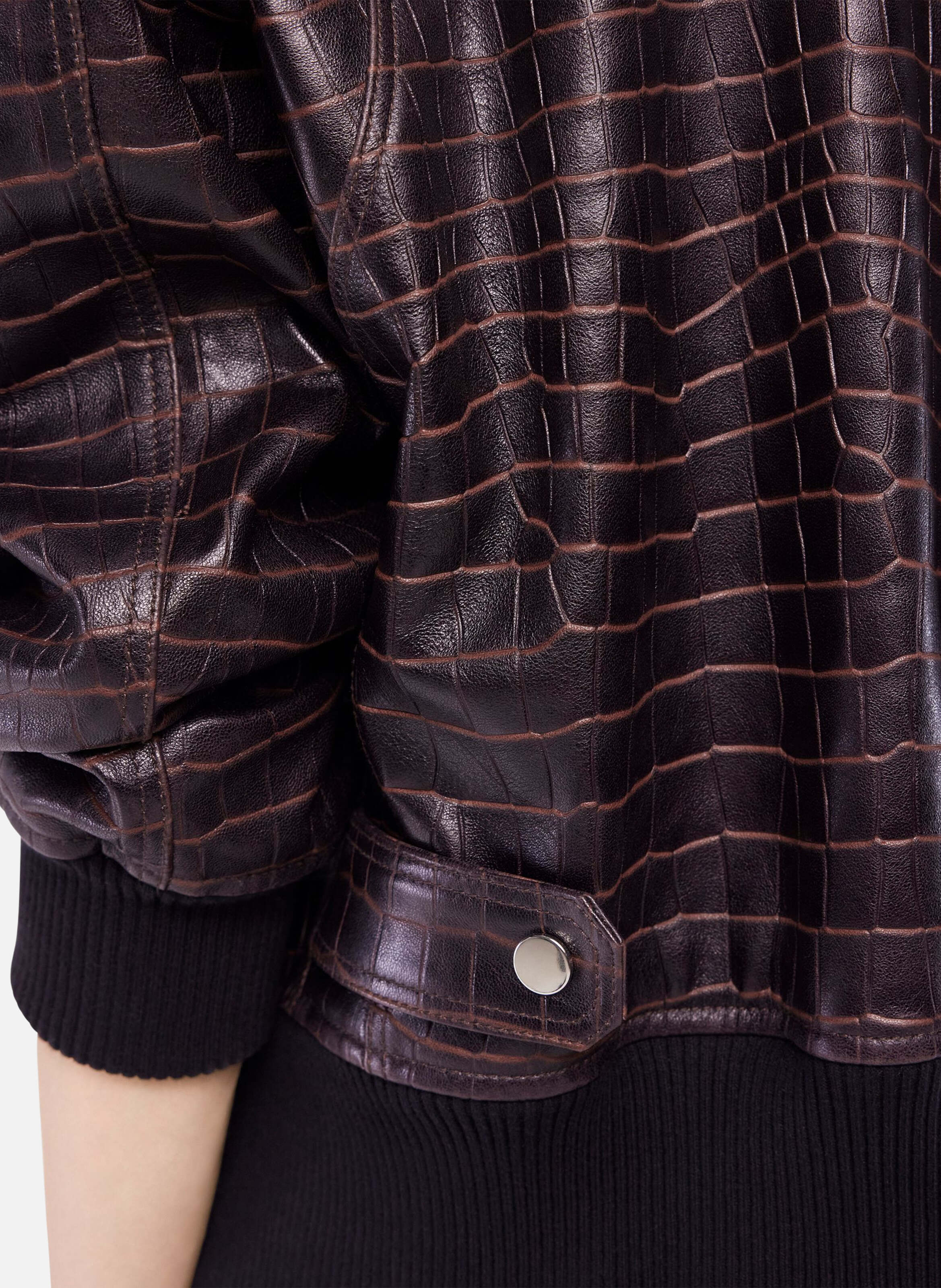 Blouson aviateur en cuir RABANNE Marron