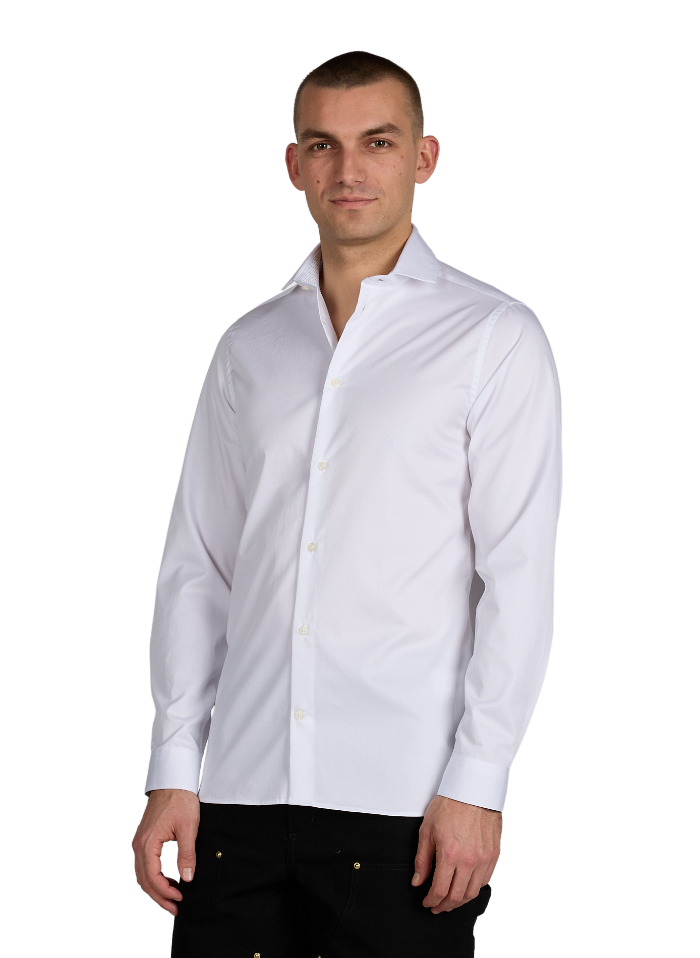 Fitted plain cotton shirt AU PRINTEMPS PARIS White