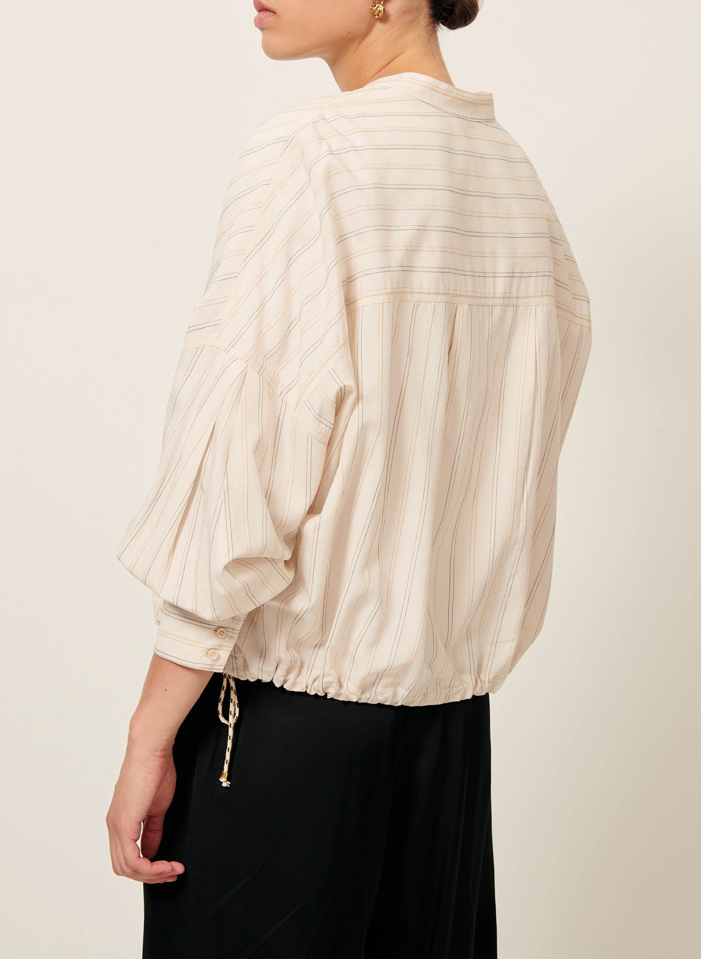 Chemise à rayures col rond cadaques SESSUN Beige