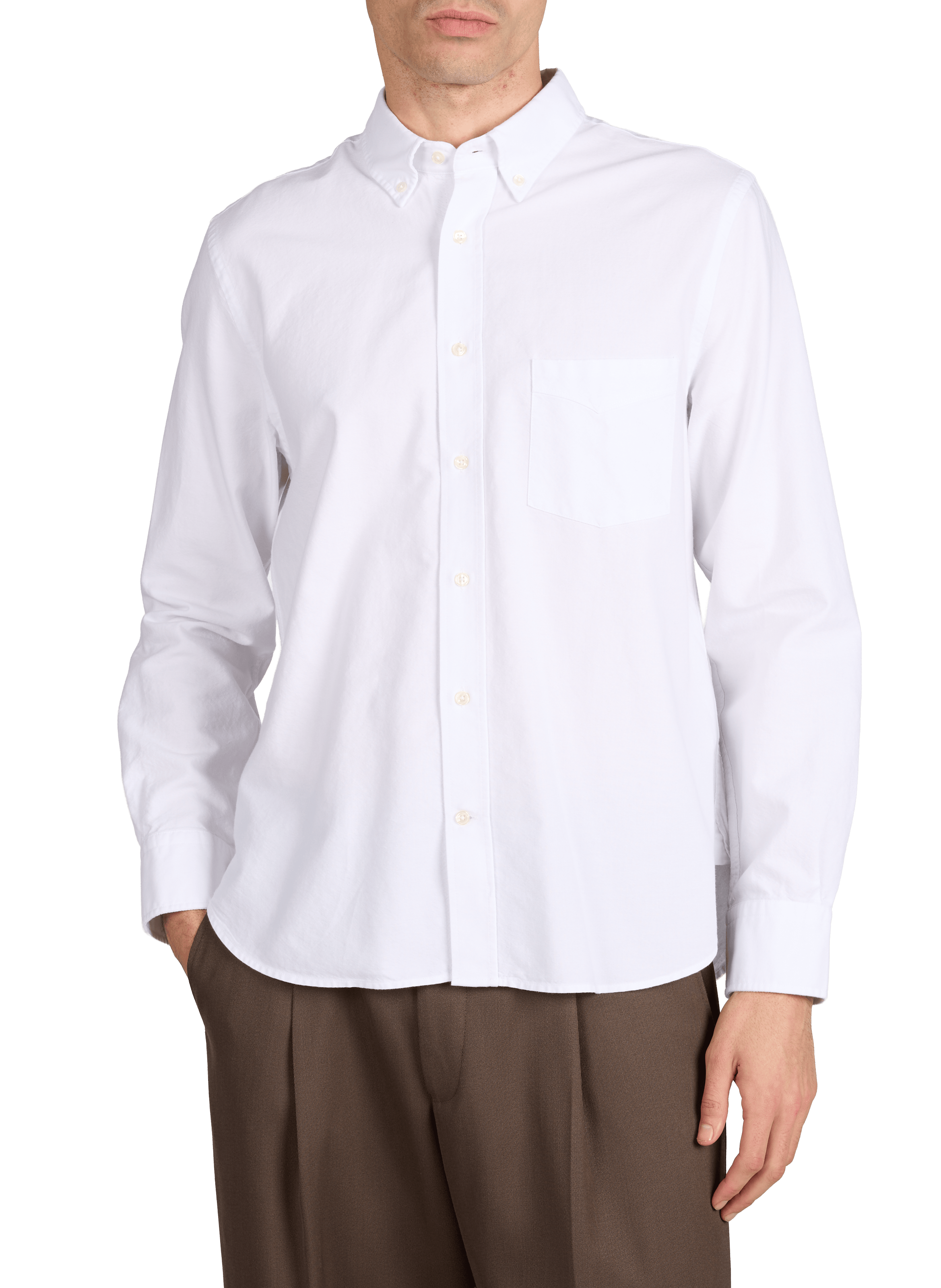 Chemise unie à col américain en coton OFFICINE GENERALE Blanc