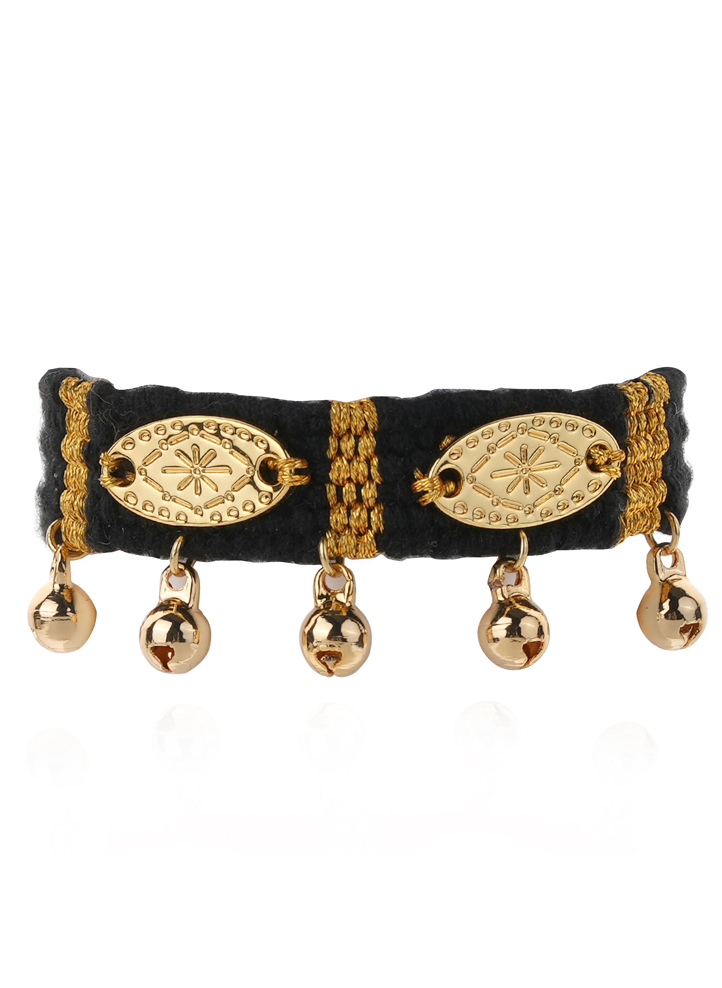 Bracelet en tissu coloré réglable avec pampilles TODOBEM HIPANEMA Noir