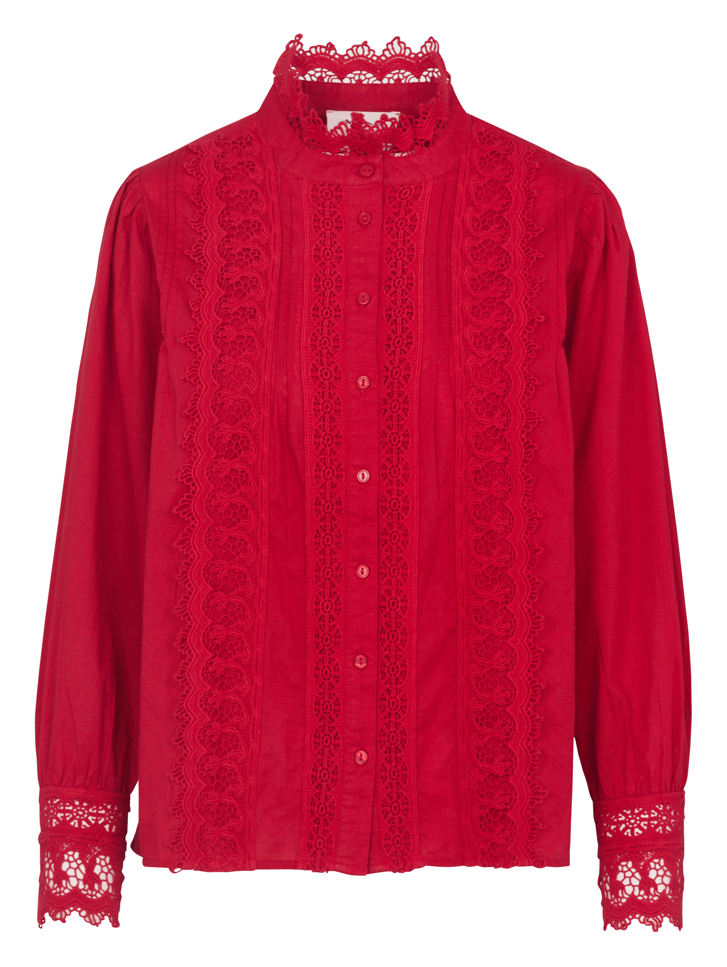 Chemiser boutonné à dentelle Dalila MAISON 123 Rouge