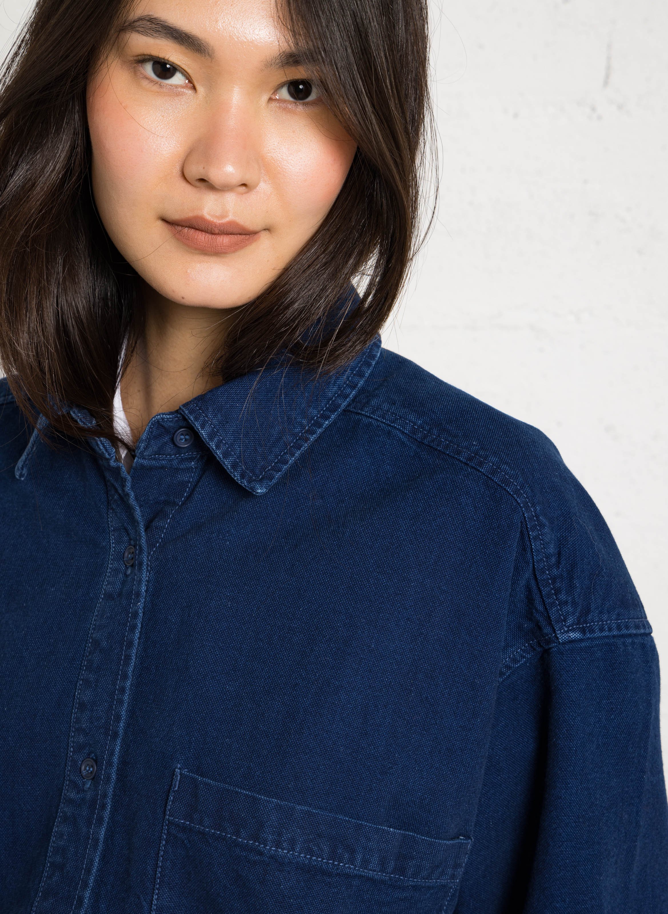 Chemise oversize boutonnée en denim comow AMERICAN VINTAGE Bleu