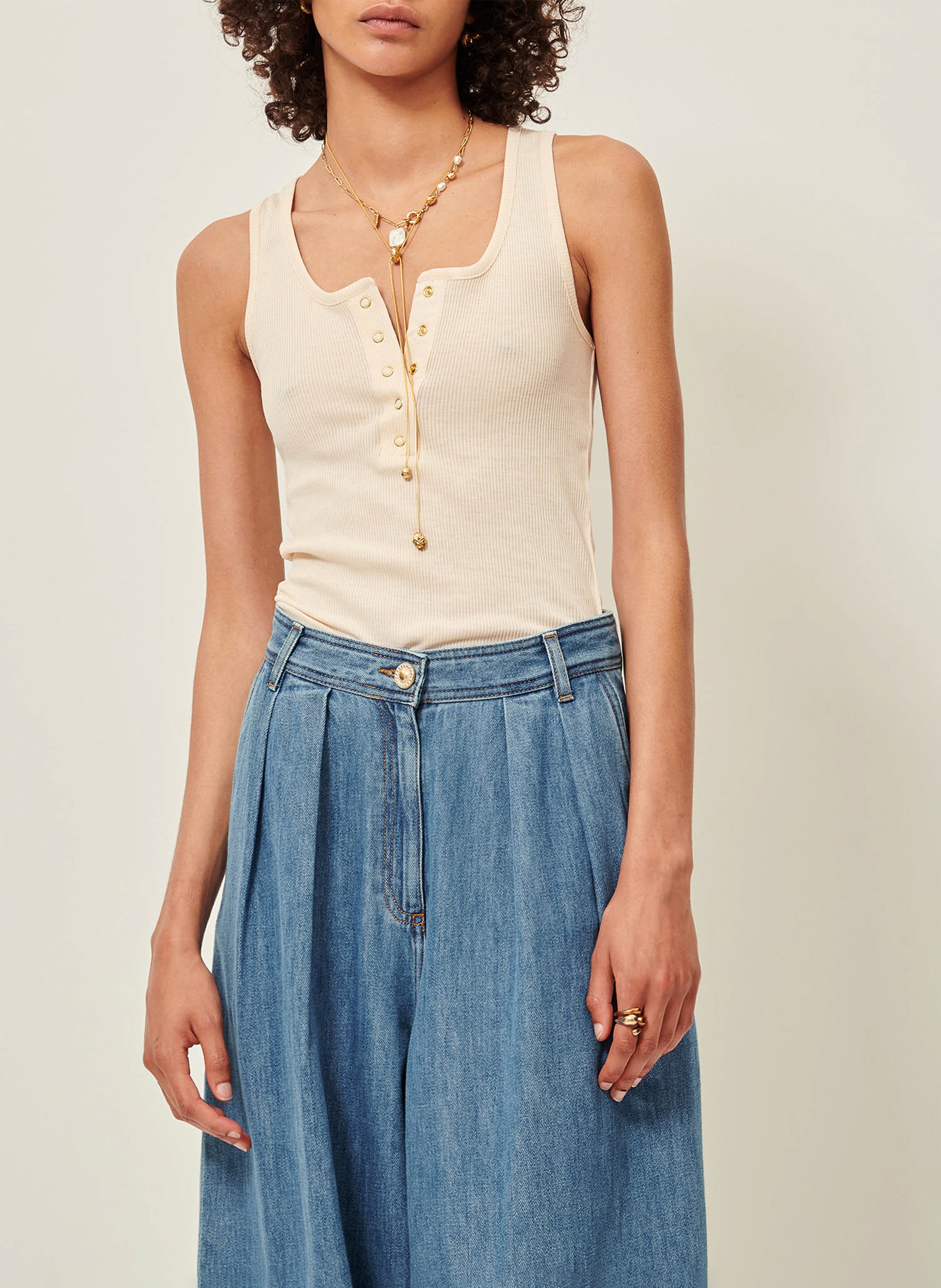 Débardeur ajusté en jersey uni camargo SESSUN Beige