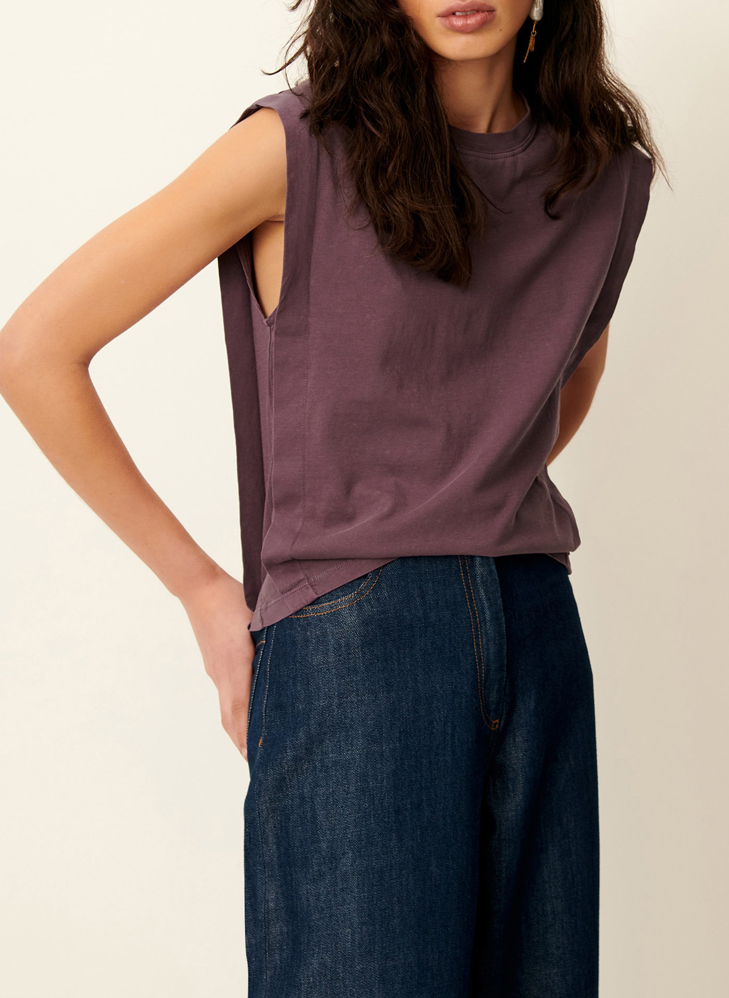 Tee-shirt col rond droit en coton bio orlando SESSUN Beige