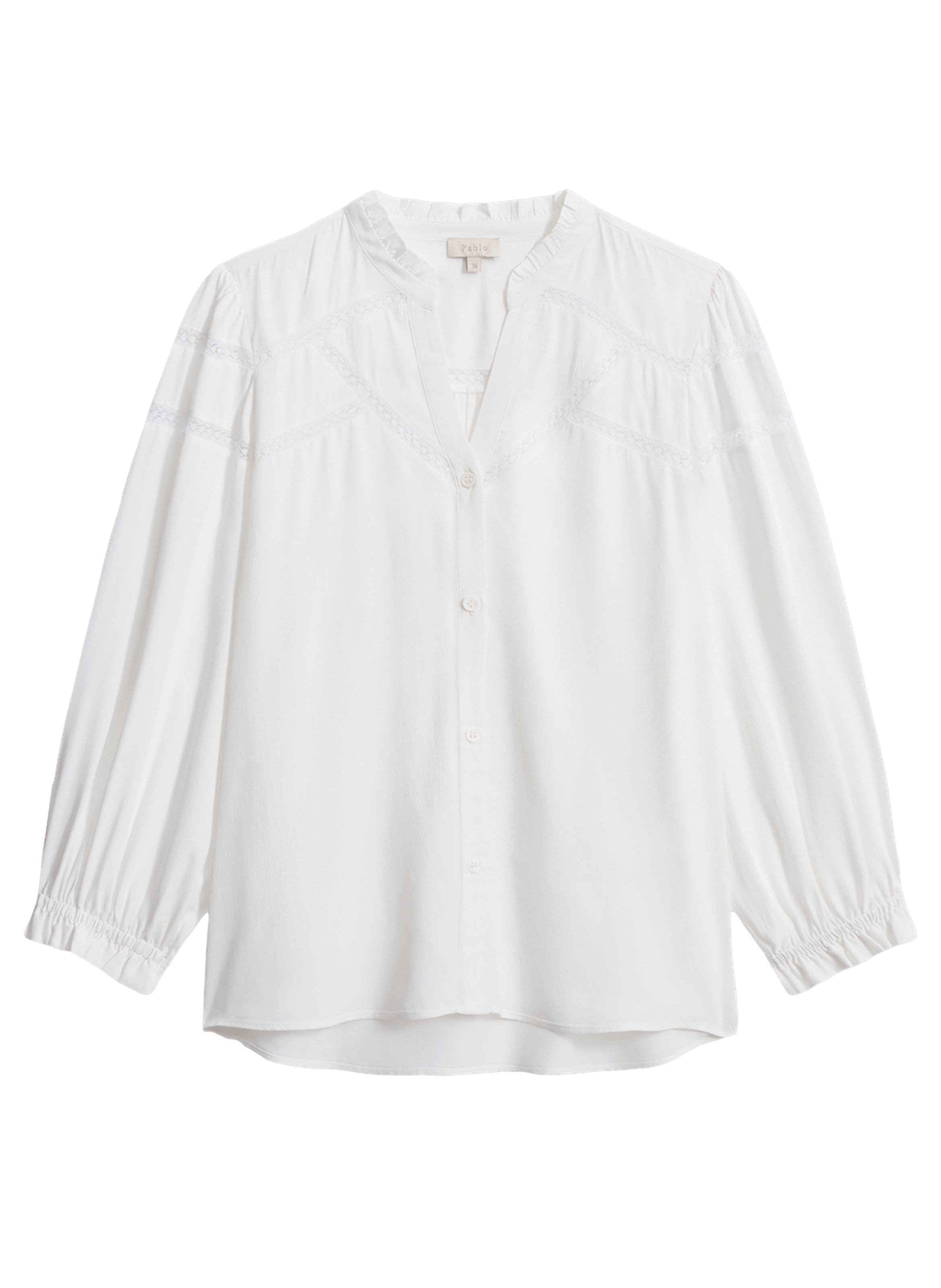 Chemise fluide à volants et dentelle - chrissy PABLO Beige