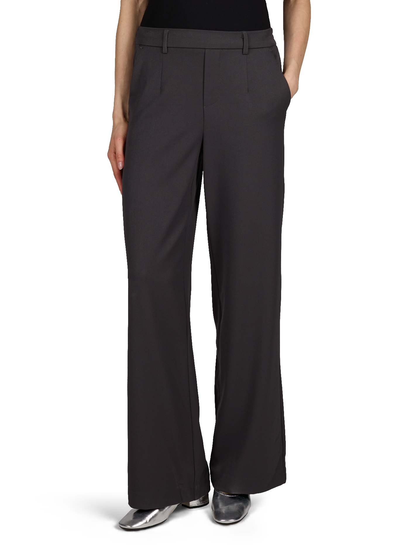 Wide-leg pants with elastic waistband OBJECT Grey