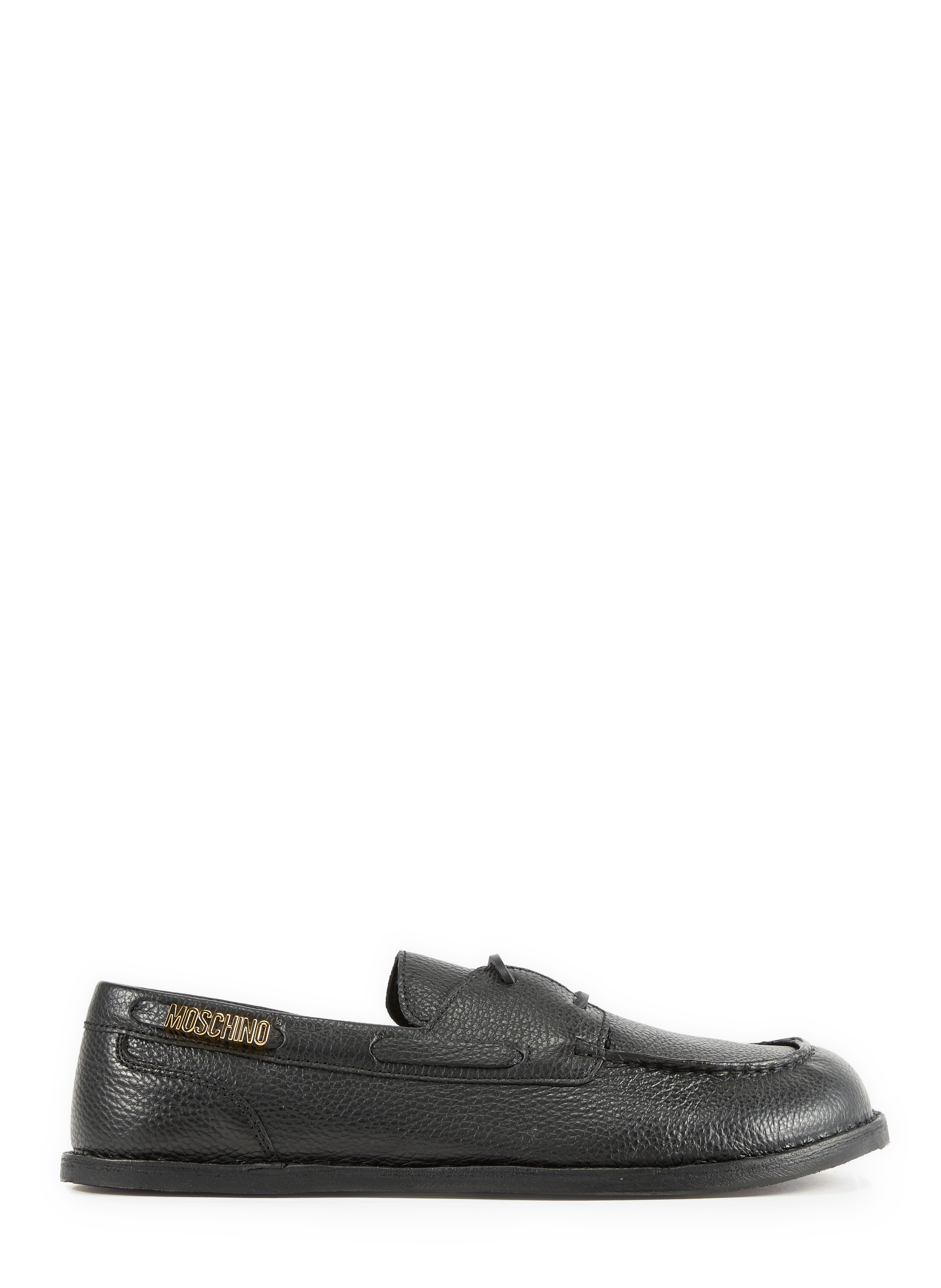 Flat leather Couture moccasins MOSCHINO Black